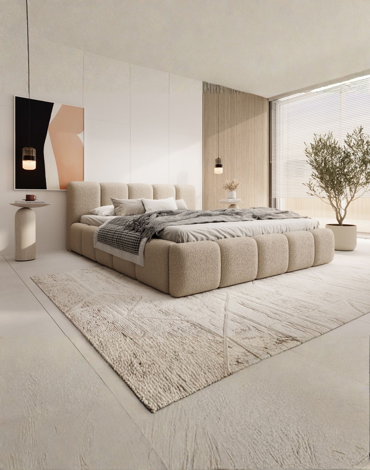 niskie łóżko sypialniane tapicerowane fero