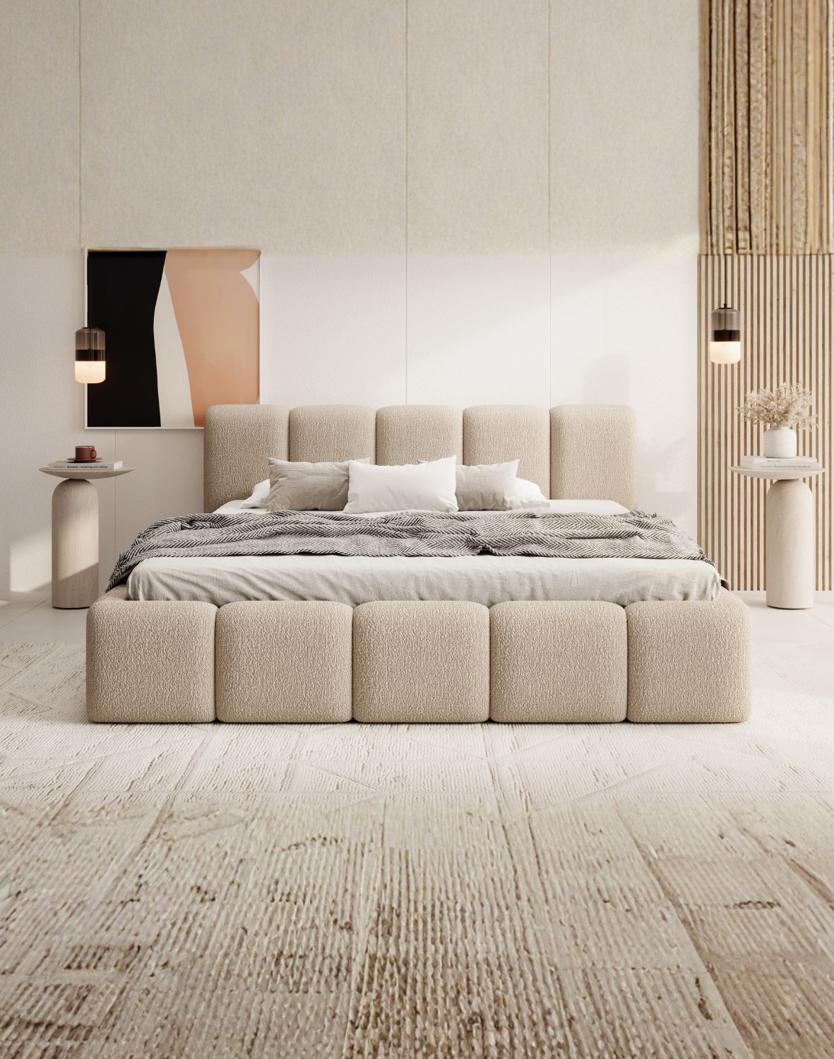 niskie łóżko sypialniane tapicerowane fero