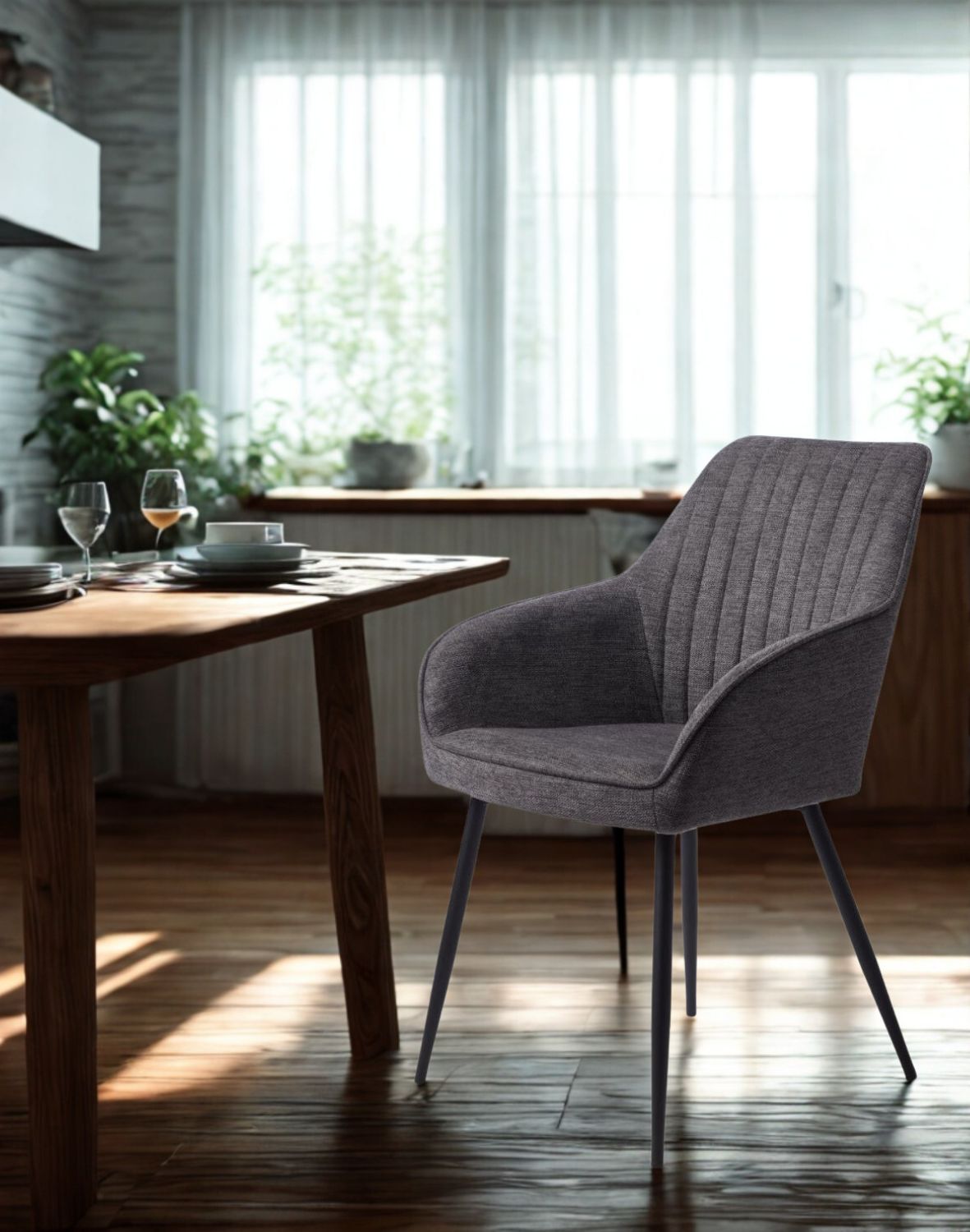 krzesło do jadalni nolan z podłokietnikami, ciemnoszare ( 50790001)