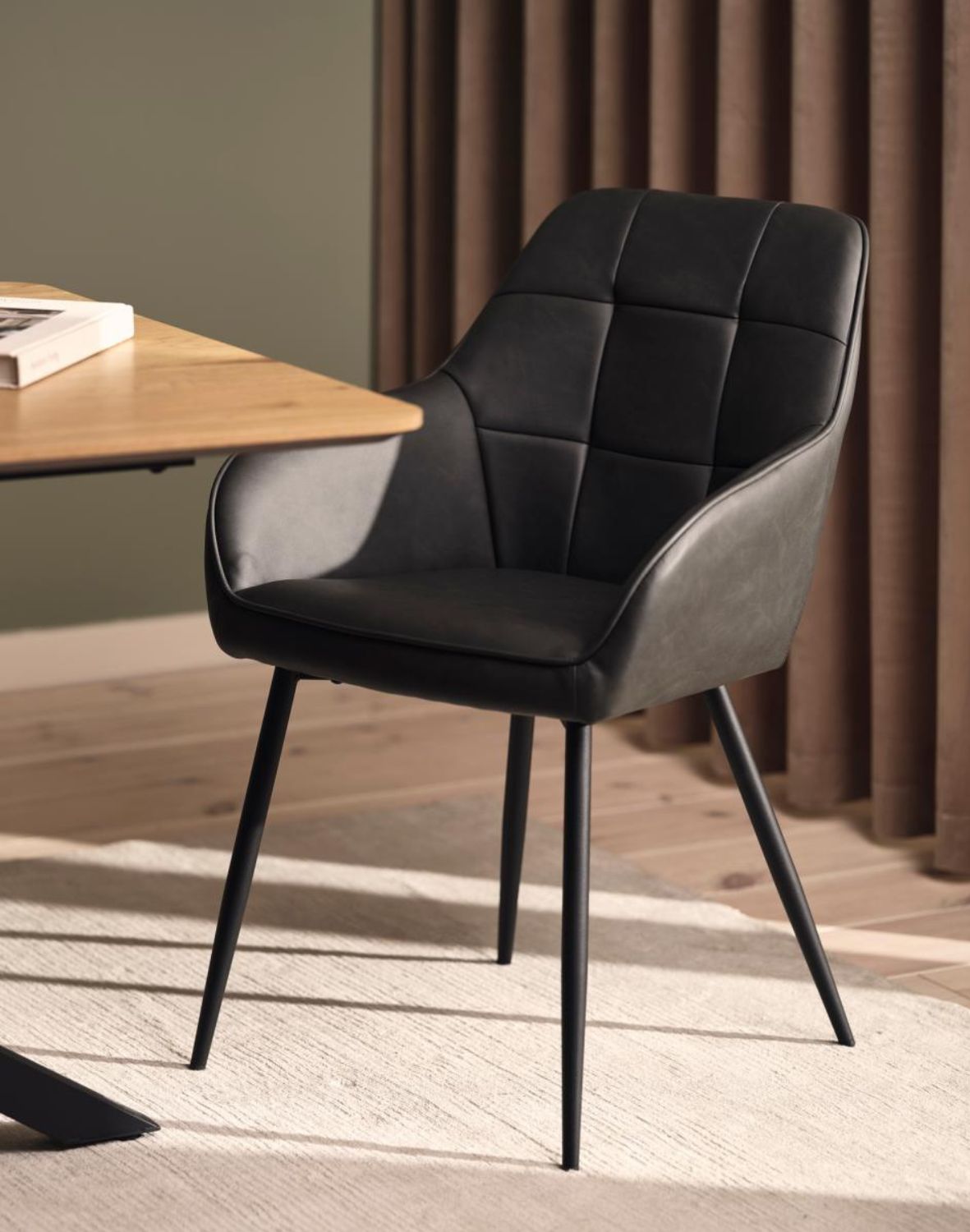 krzesło do jadalni nolan z podłokietnikami, ekoskóra, czarne (50800002)