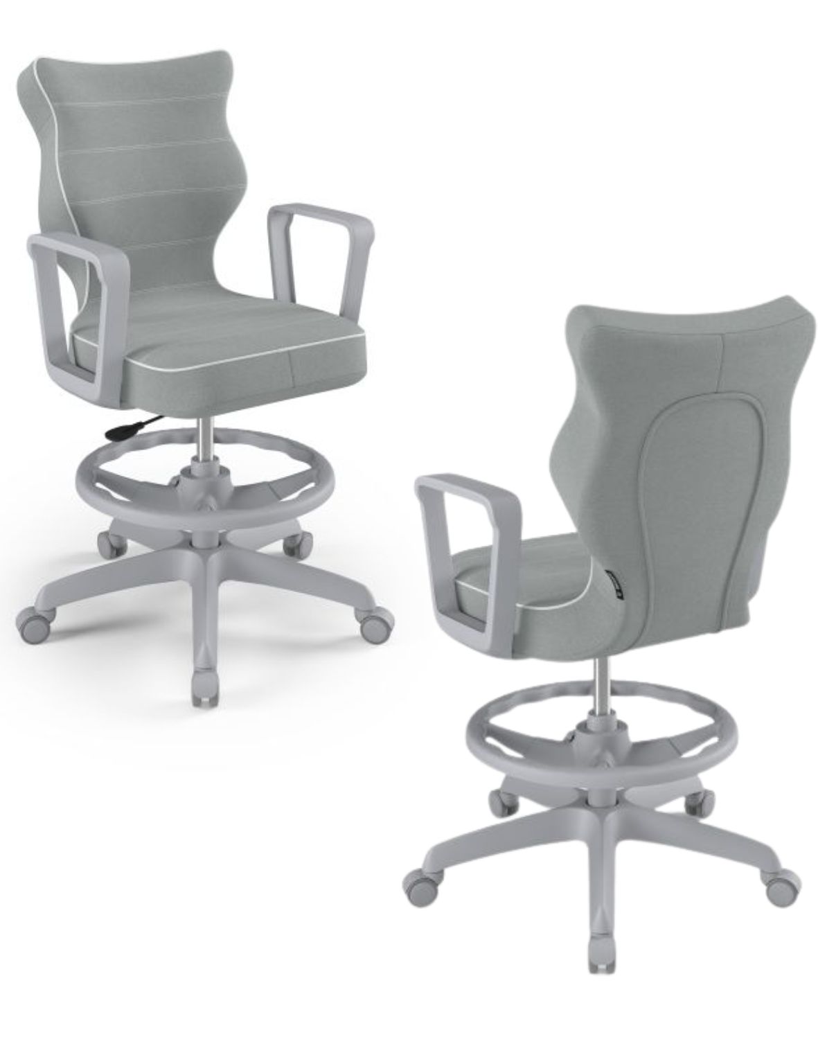 Krzesło młodzieżowe Norm z podnóżkiem, szara podstawa, rozmiar 5 (wzrost 146 - 176,5 cm)