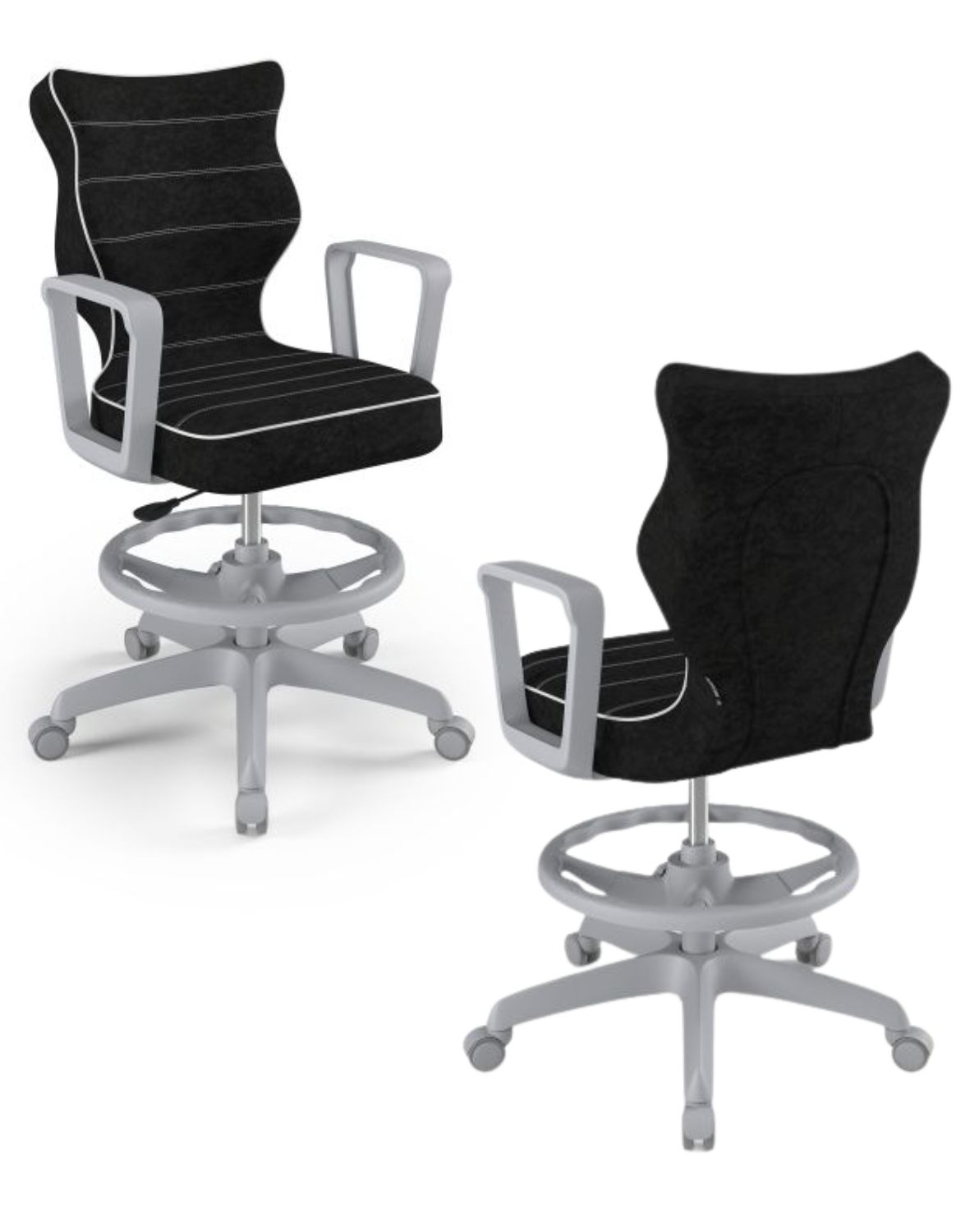 Krzesło młodzieżowe Norm z podnóżkiem, szara podstawa, rozmiar 5 (wzrost 146 - 176,5 cm)