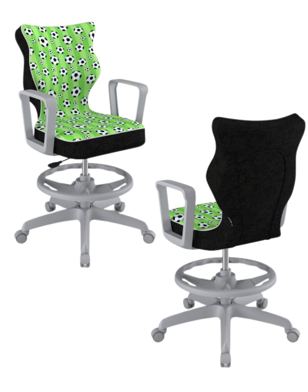 Krzesło młodzieżowe Norm z podnóżkiem, szara podstawa, rozmiar 6 (wzrost 159 - 188 cm)