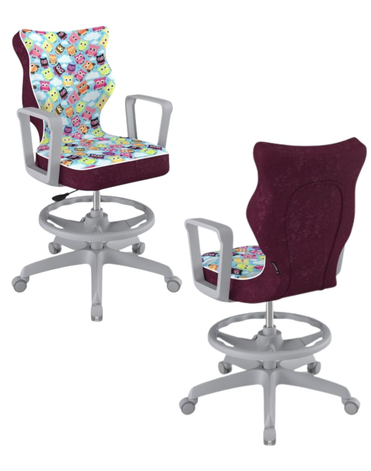 Krzesło młodzieżowe Norm z podnóżkiem, szara podstawa, rozmiar 6 (wzrost 159 - 188 cm)