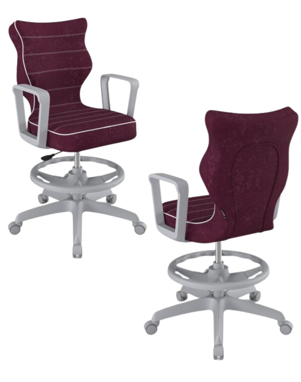 Krzesło młodzieżowe Norm z podnóżkiem, szara podstawa, rozmiar 6 (wzrost 159 - 188 cm)