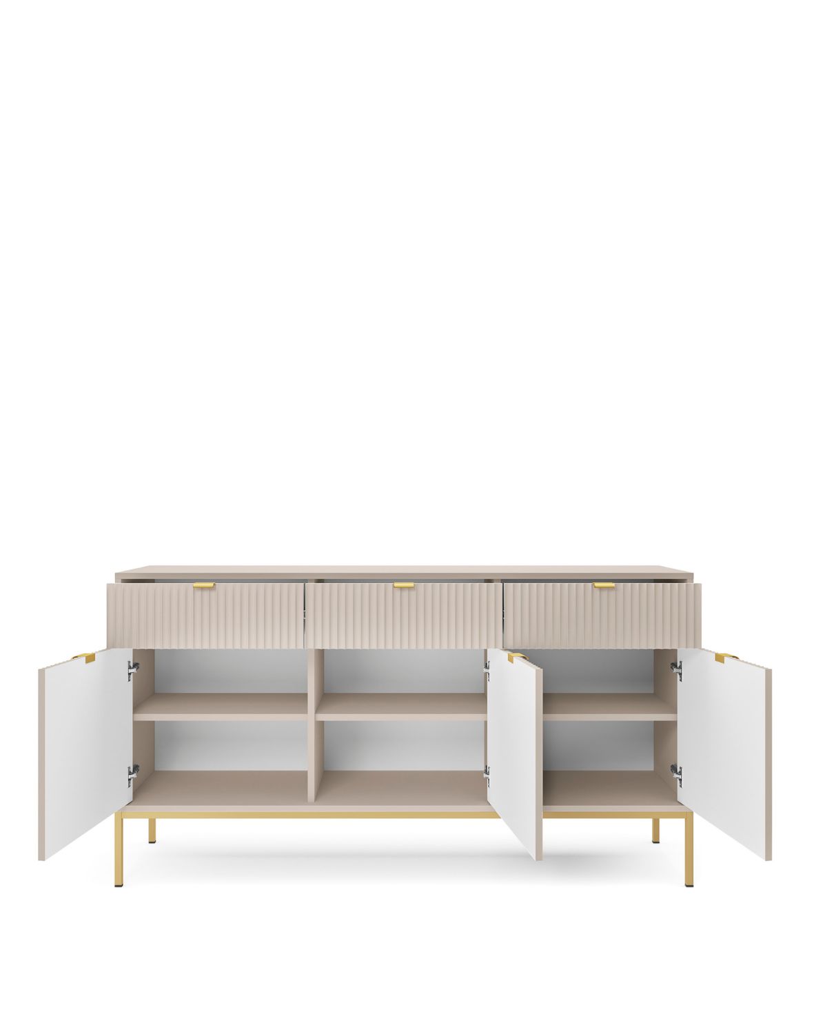 komoda ryflowana nova z szufladami (ksz154), kaszmir/złoty