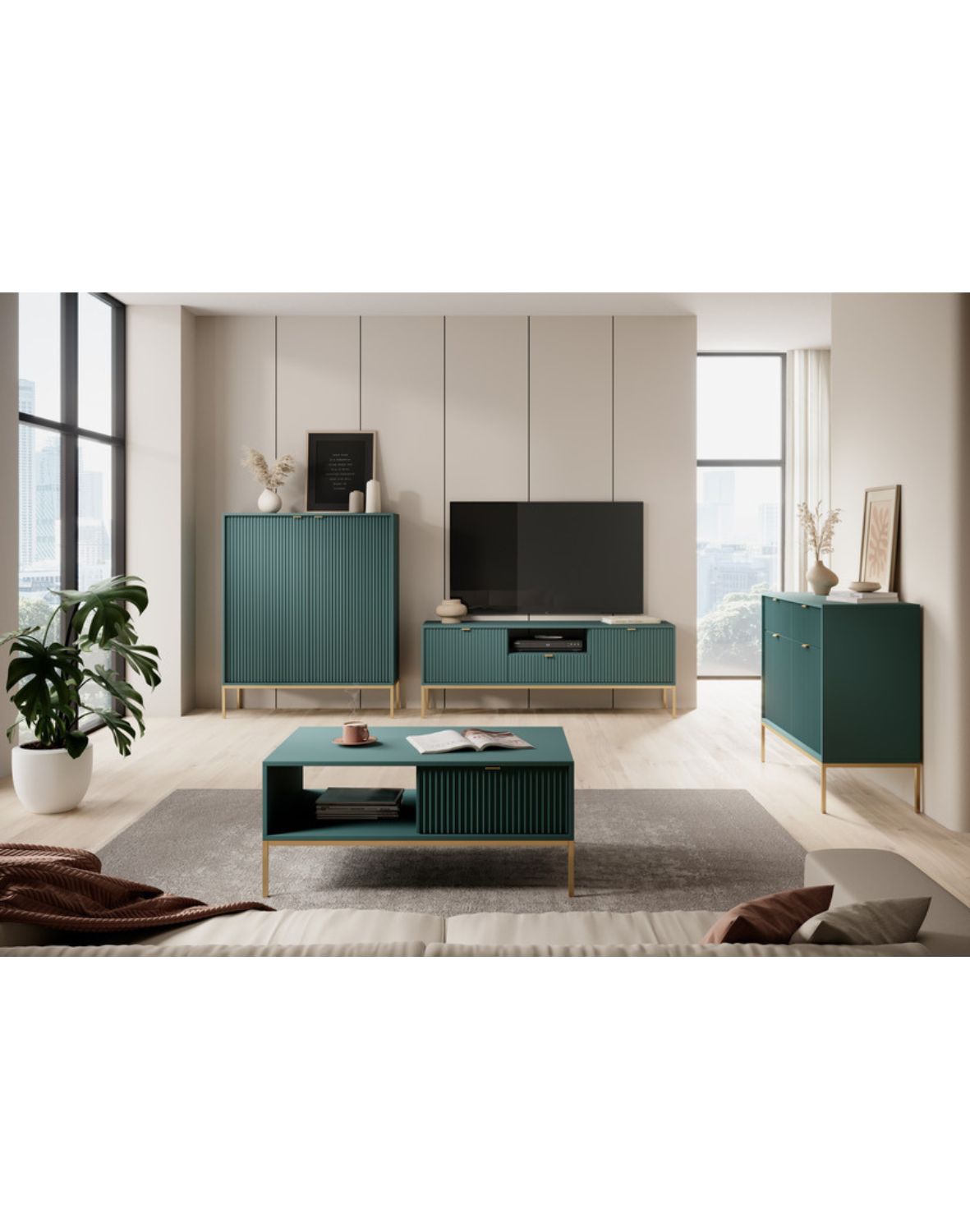 szafka nocna nova zielona (s54), green/gold