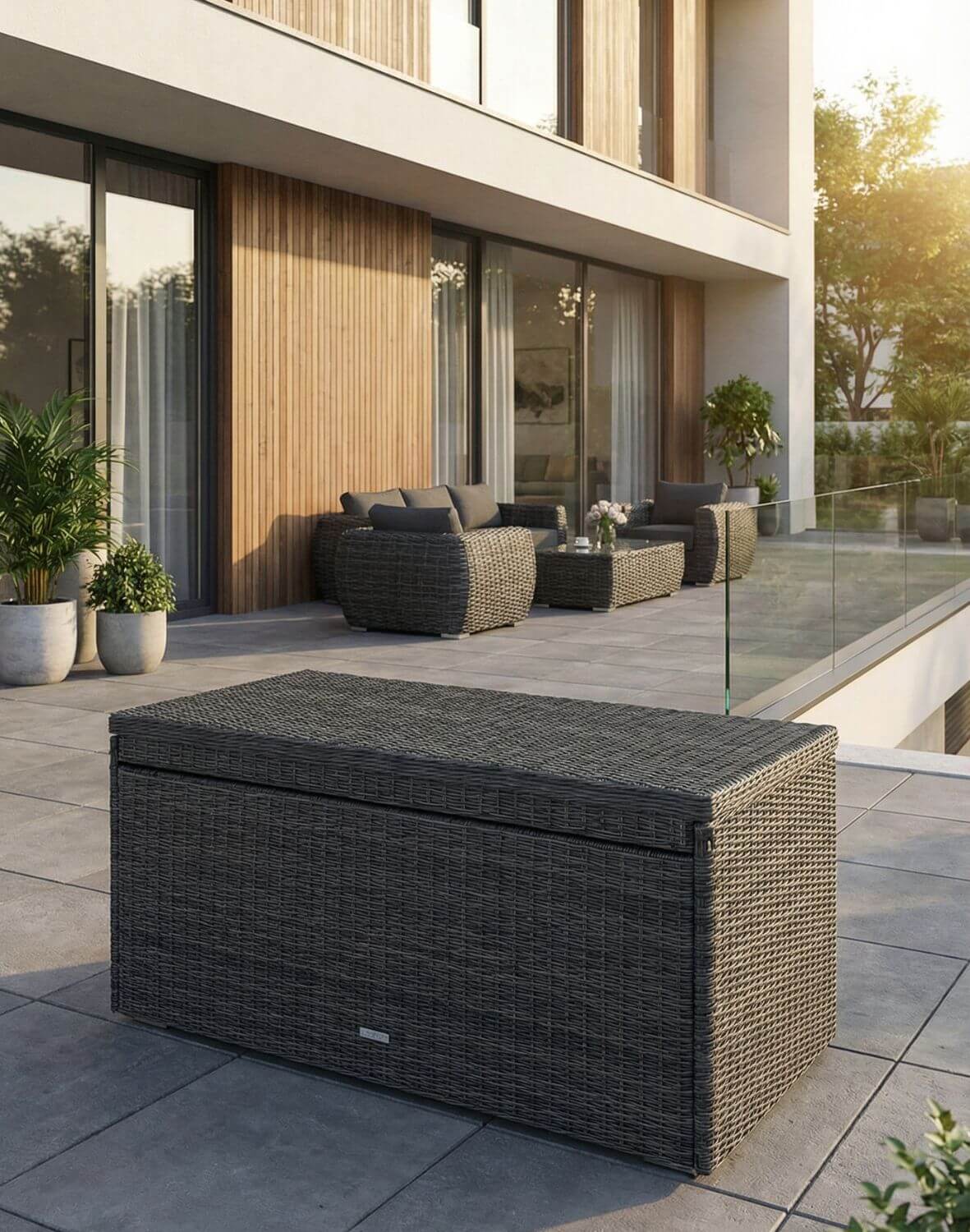 pojemna skrzynia ogrodowa z technorattanu nusa dark