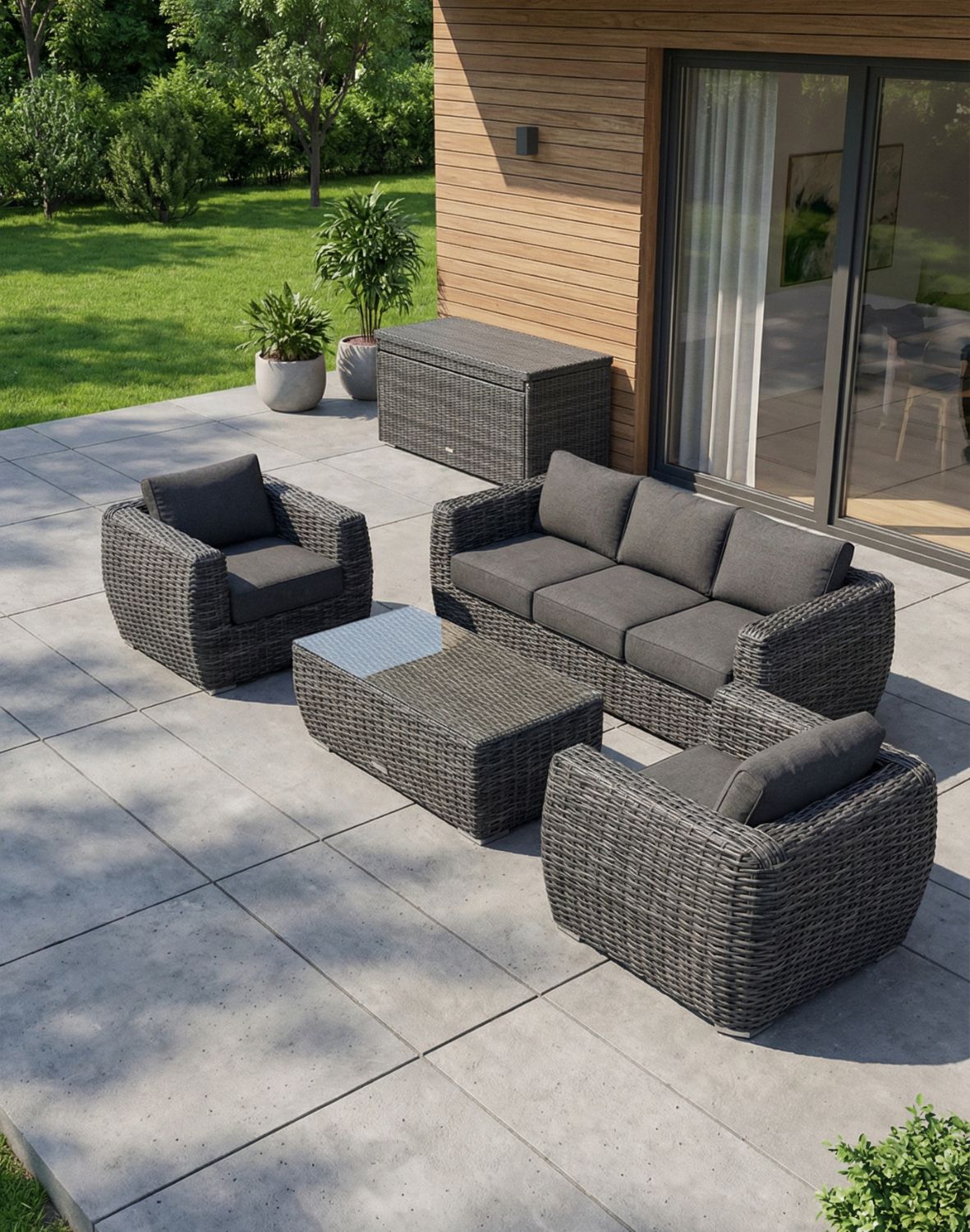 pojemna skrzynia ogrodowa z technorattanu nusa dark