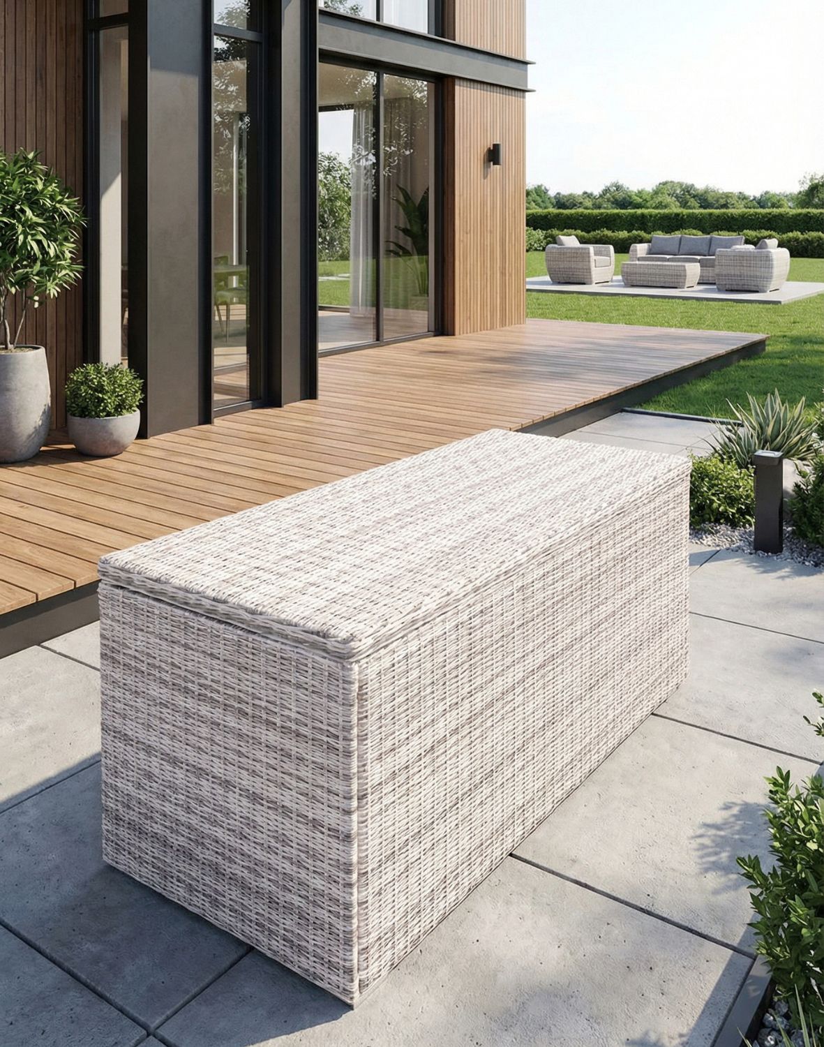 pojemna skrzynia ogrodowa z technorattanu nusa light