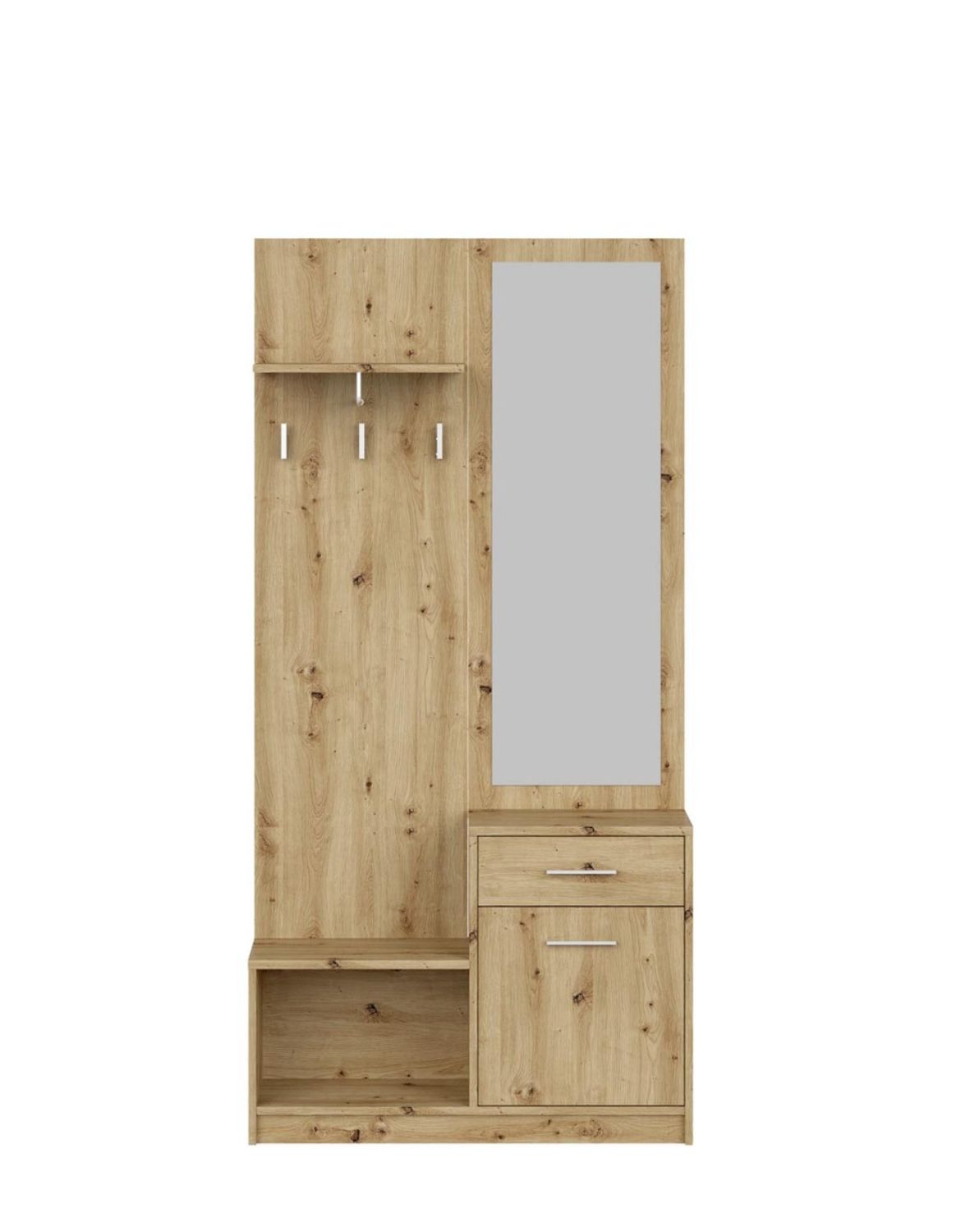 przedpokój pergo, zestaw z lustrem i szafką na buty, dąb artisan