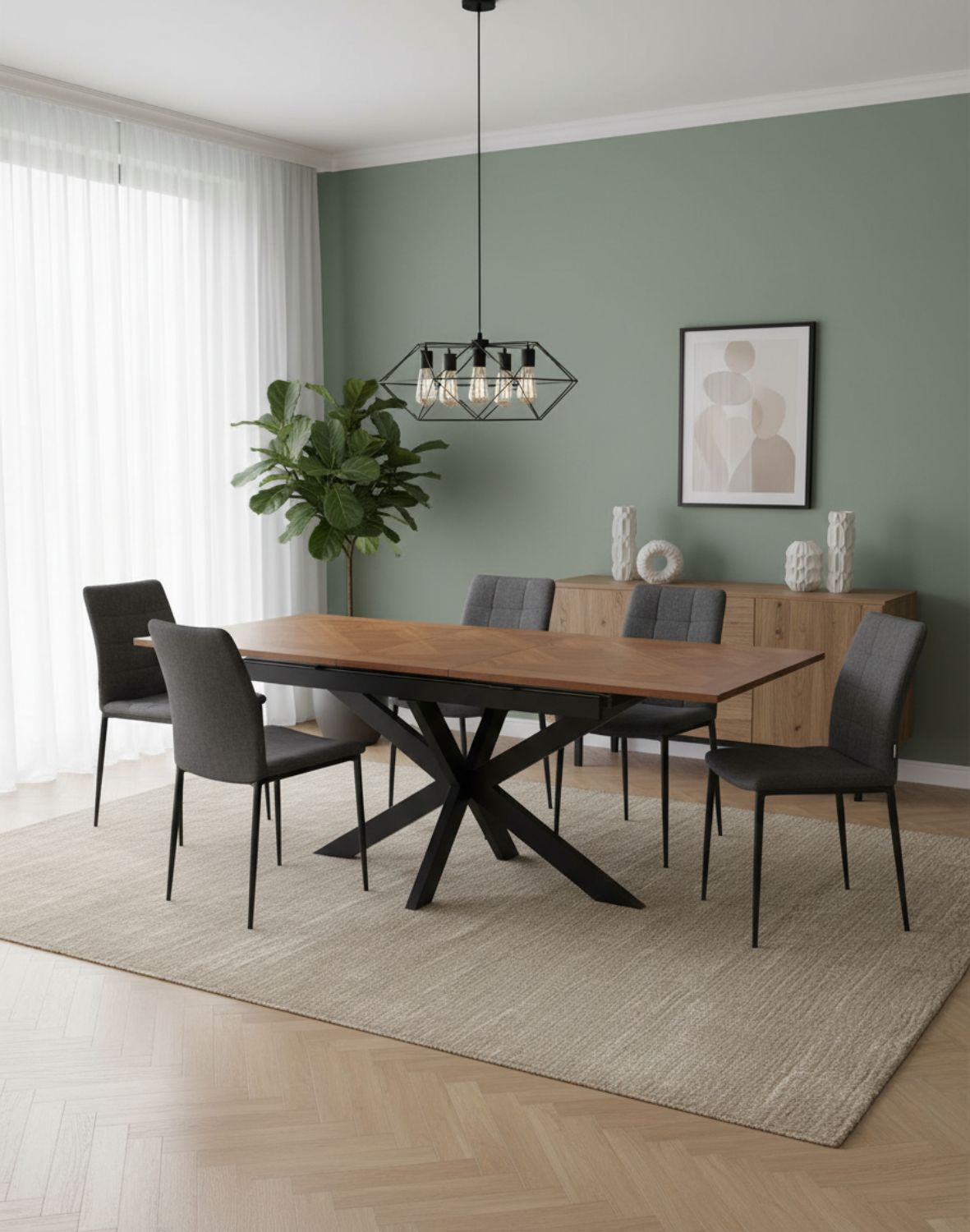 stół rozkładany, prostokątny pietro z jodełką, 160 cm - 200 cm, ciemny orzech