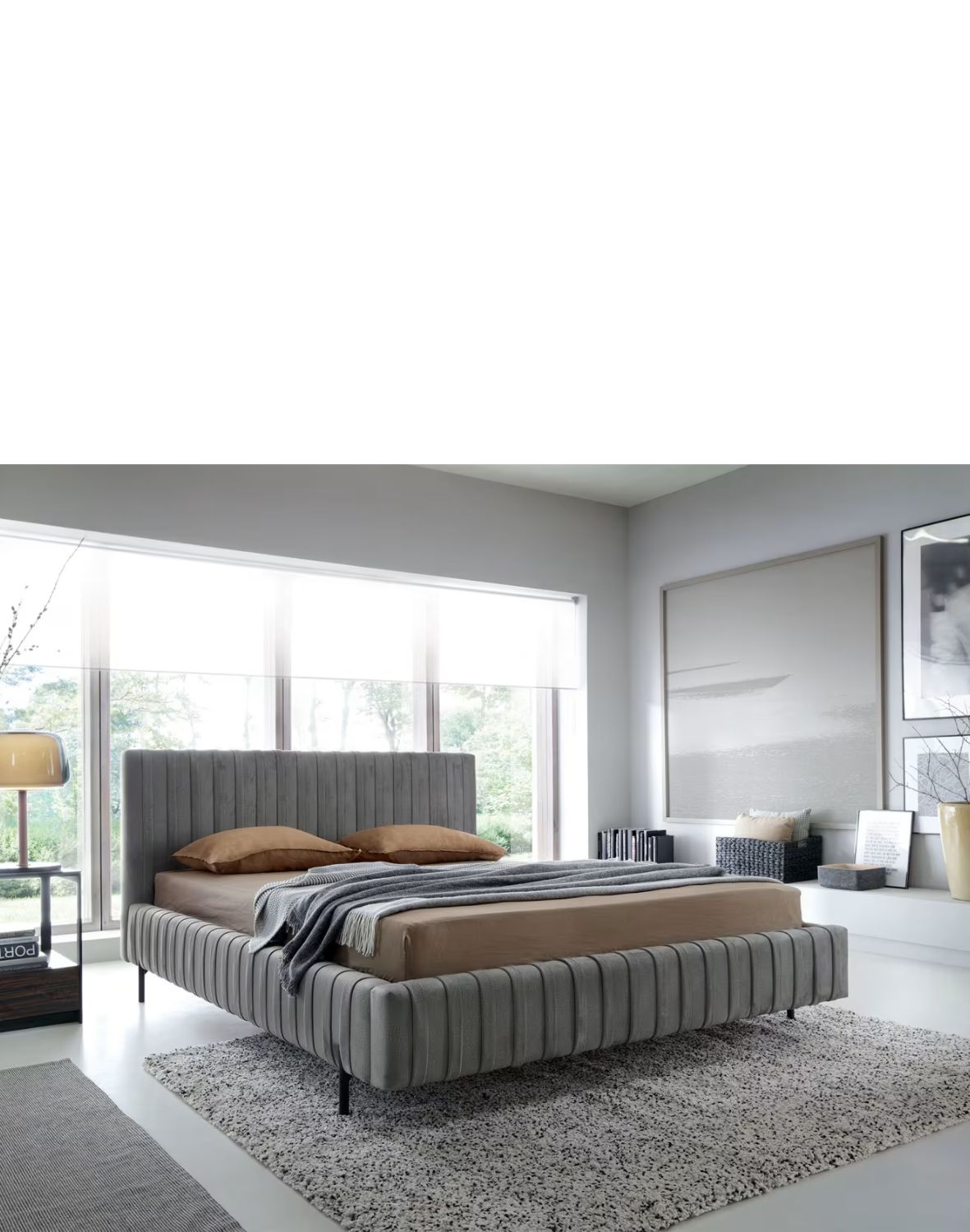 tapicerowane łóżko do sypialni z pojemnikiem plissa 140/160/180