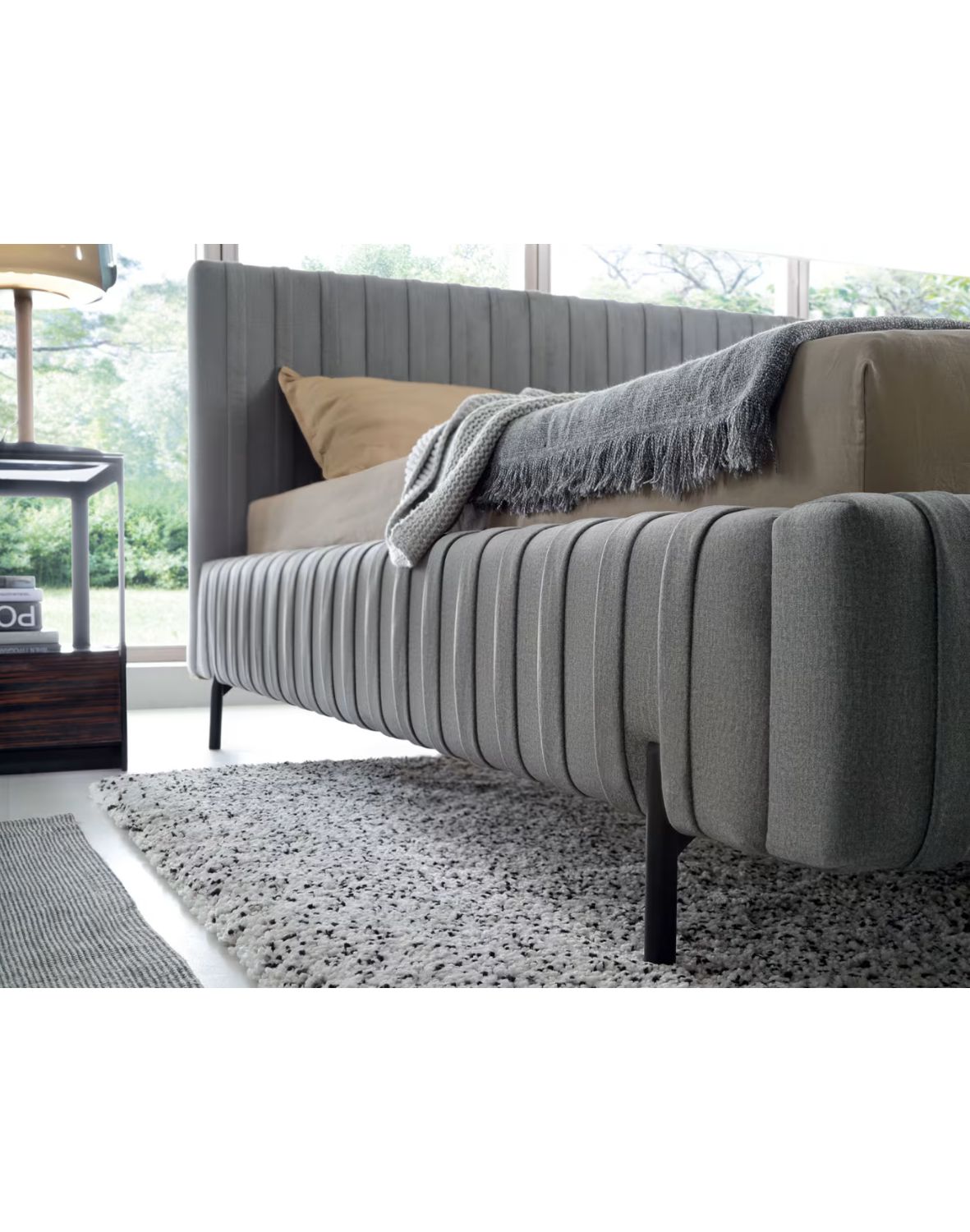 tapicerowane łóżko do sypialni z pojemnikiem plissa 140/160/180