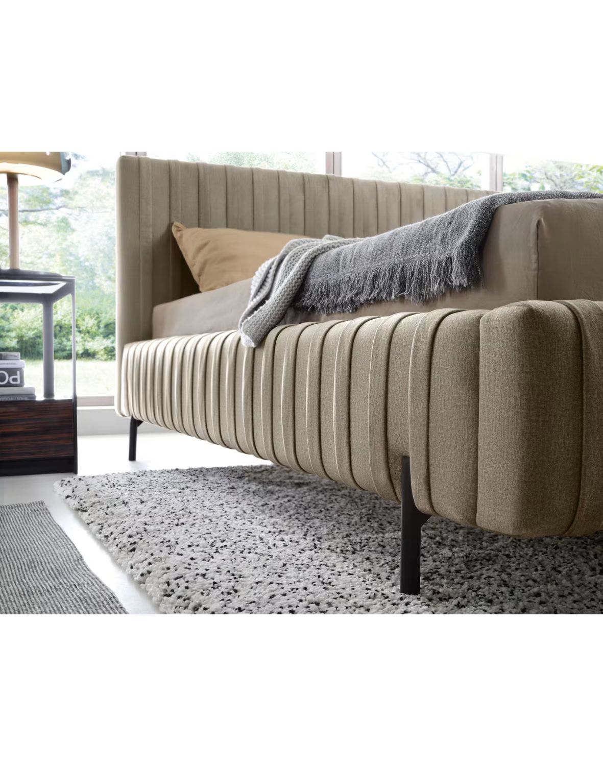 tapicerowane łóżko do sypialni z pojemnikiem plissa 140/160/180