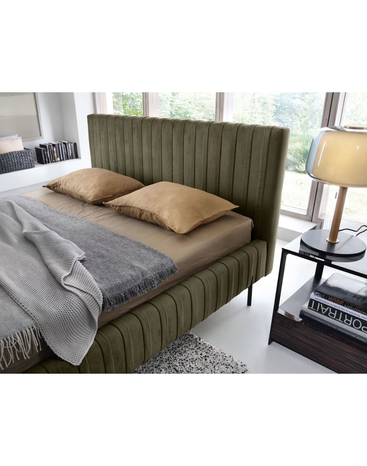 tapicerowane łóżko do sypialni z pojemnikiem plissa 140/160/180