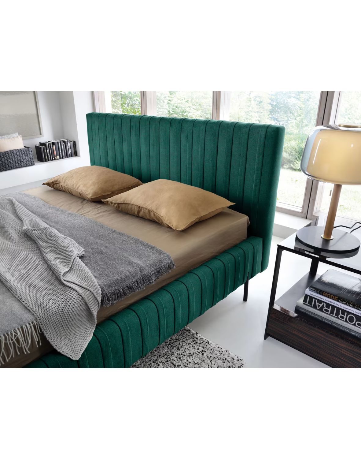 tapicerowane łóżko do sypialni z pojemnikiem plissa 140/160/180