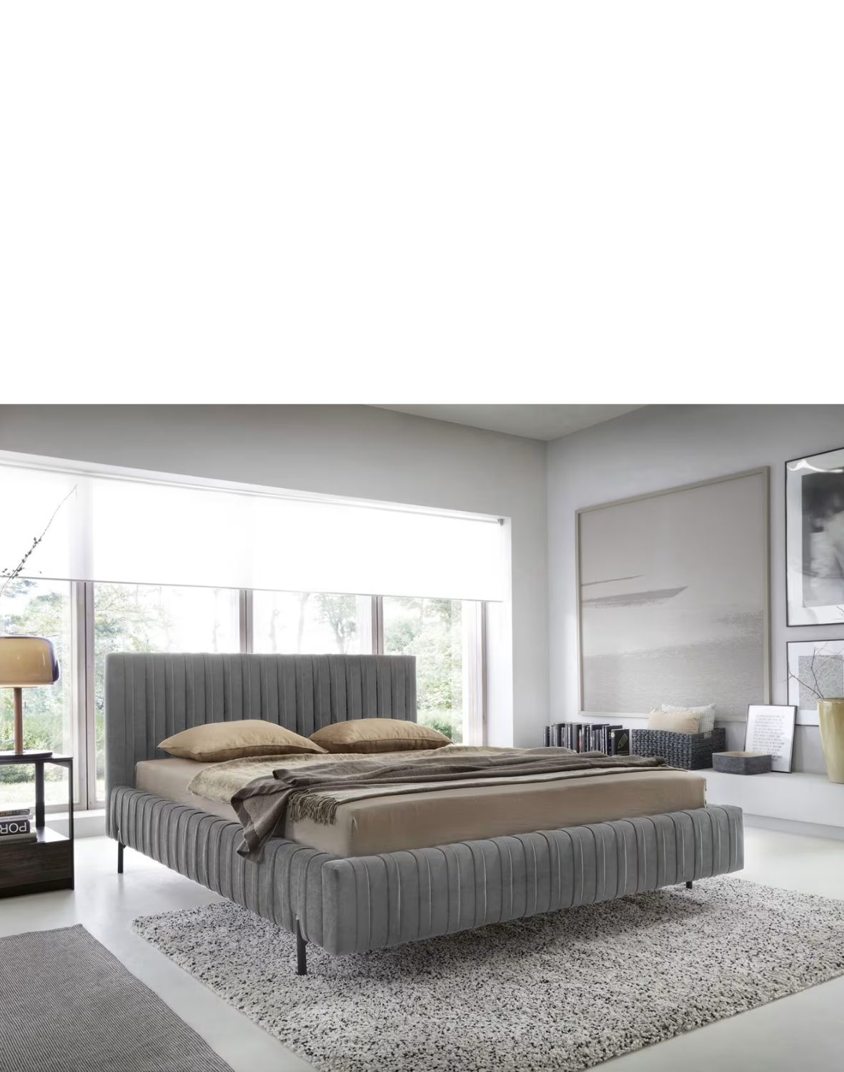 tapicerowane łóżko do sypialni z pojemnikiem plissa 140/160/180