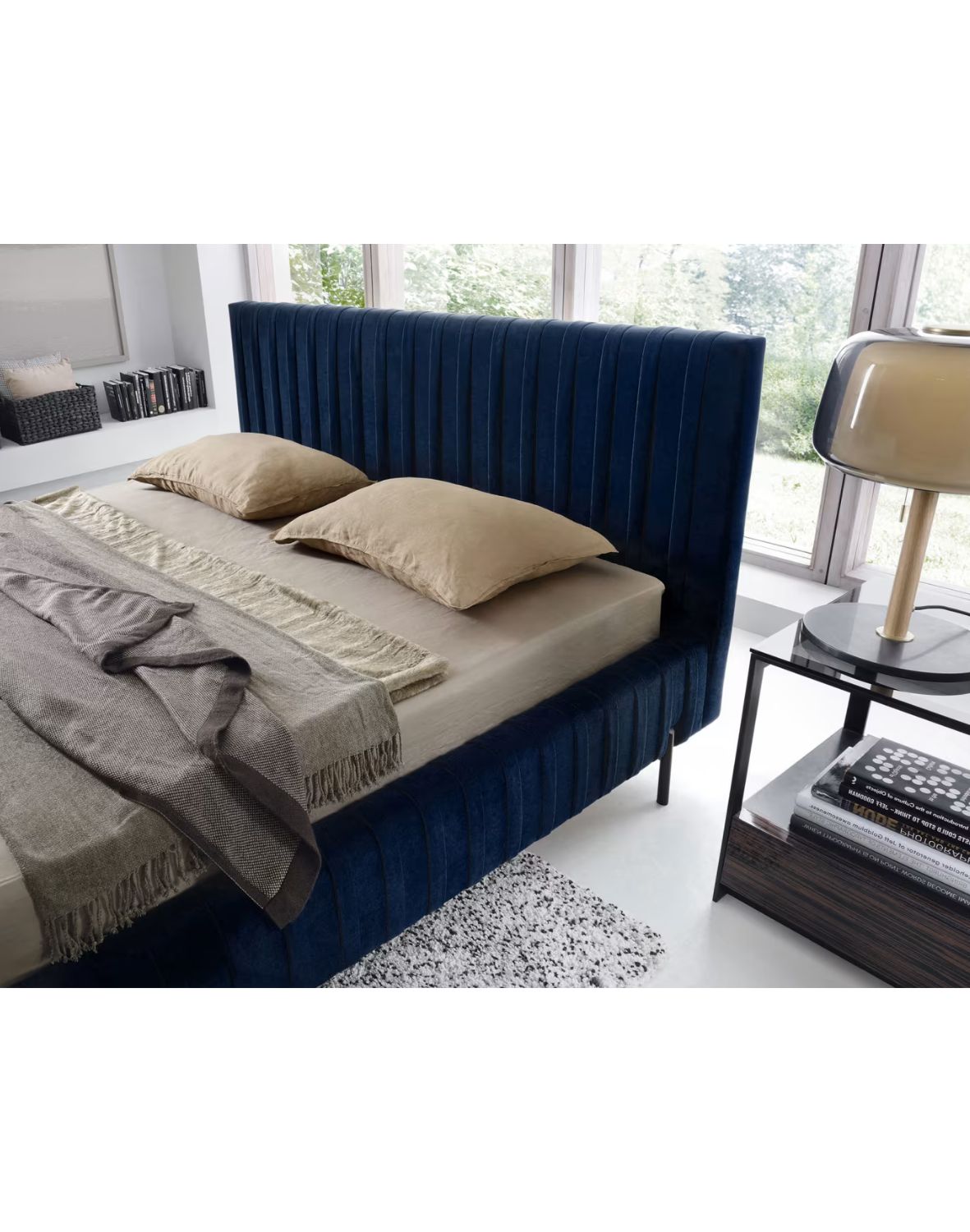 tapicerowane łóżko do sypialni z pojemnikiem plissa 140/160/180