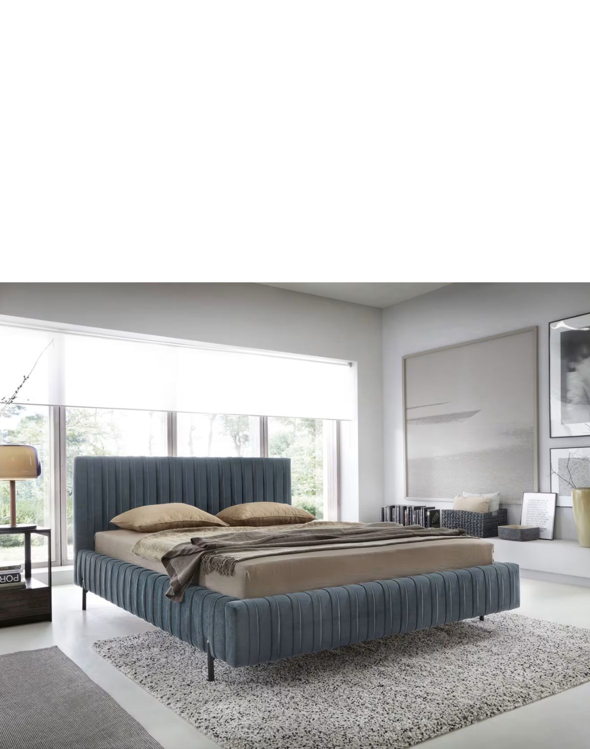 tapicerowane łóżko do sypialni z pojemnikiem plissa 140/160/180