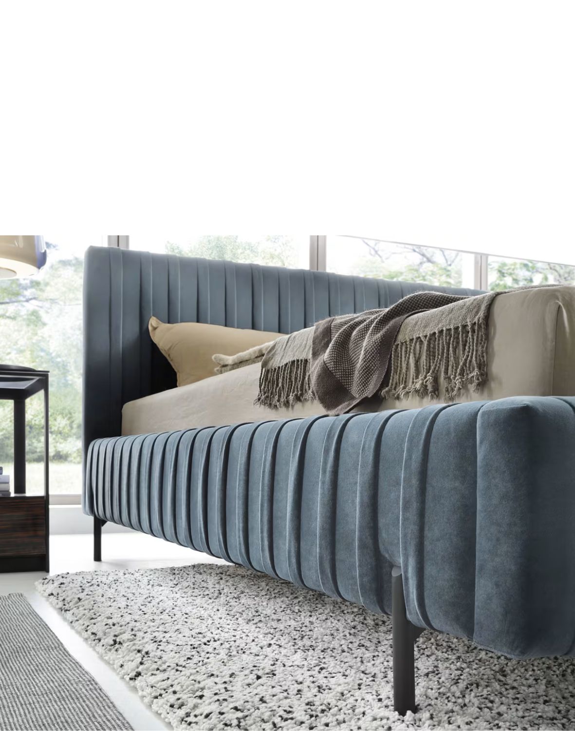 tapicerowane łóżko do sypialni z pojemnikiem plissa 140/160/180