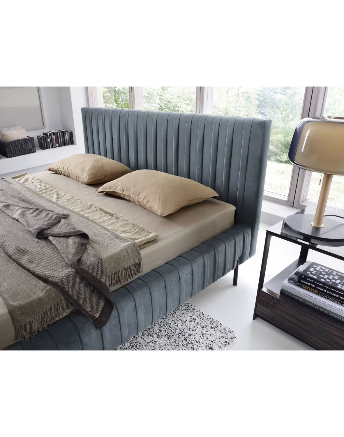 tapicerowane łóżko do sypialni z pojemnikiem plissa 140/160/180