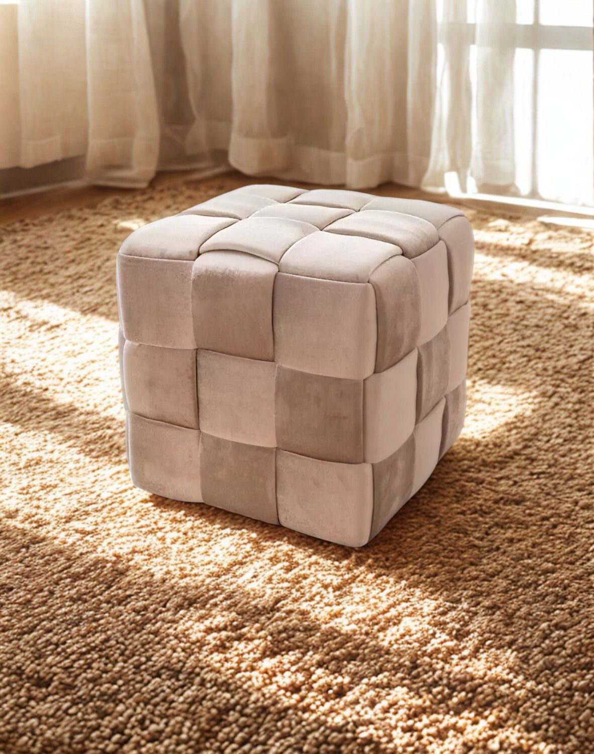 pufa casel velvet bezowa