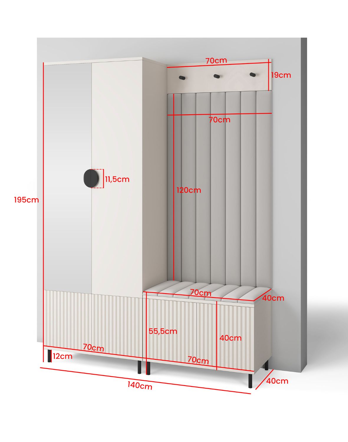 meble do przedpokoju rayo 1 czarne