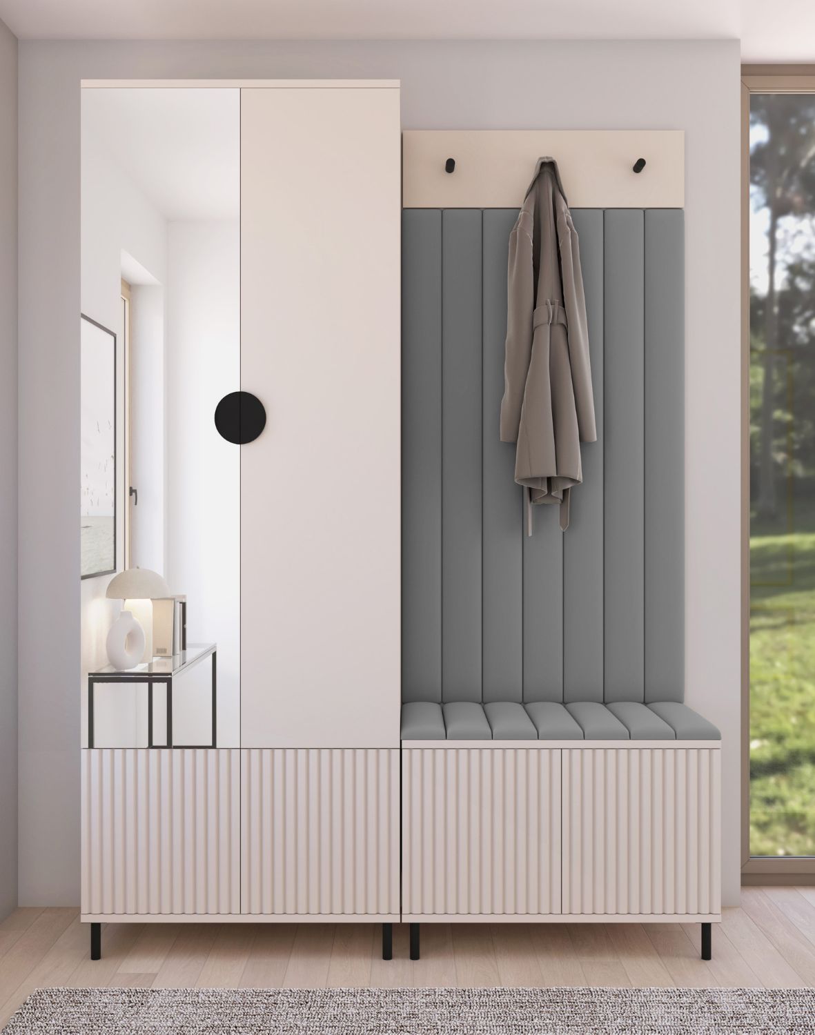 kaszmirowy zestaw mebli do przedpokoju rayo 1 szare panele