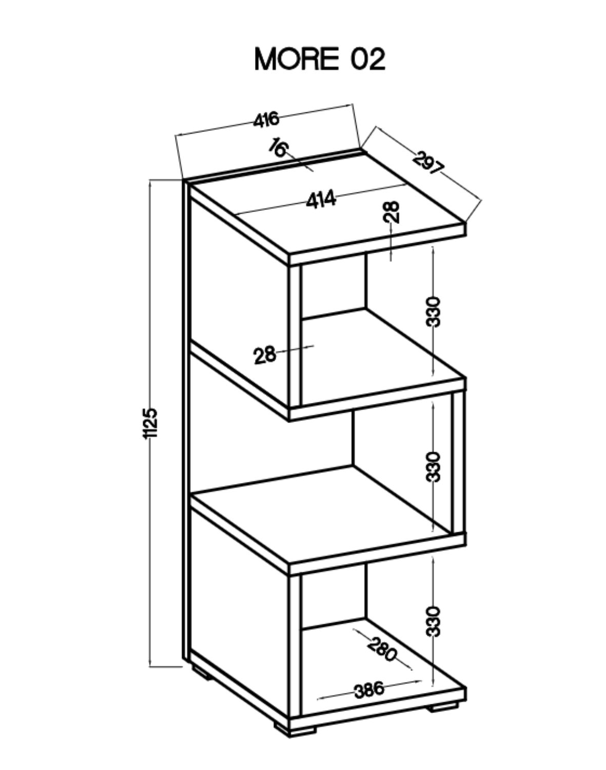 Otwarty Regał na książki More 02 Dąb Sonoma 113x42 cm