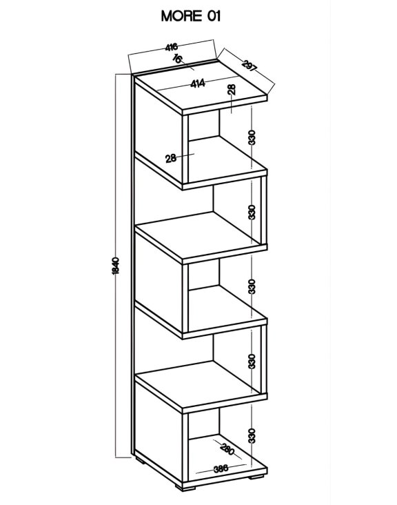 Regał na książki More 01 Dąb Sonoma 184x42 cm
