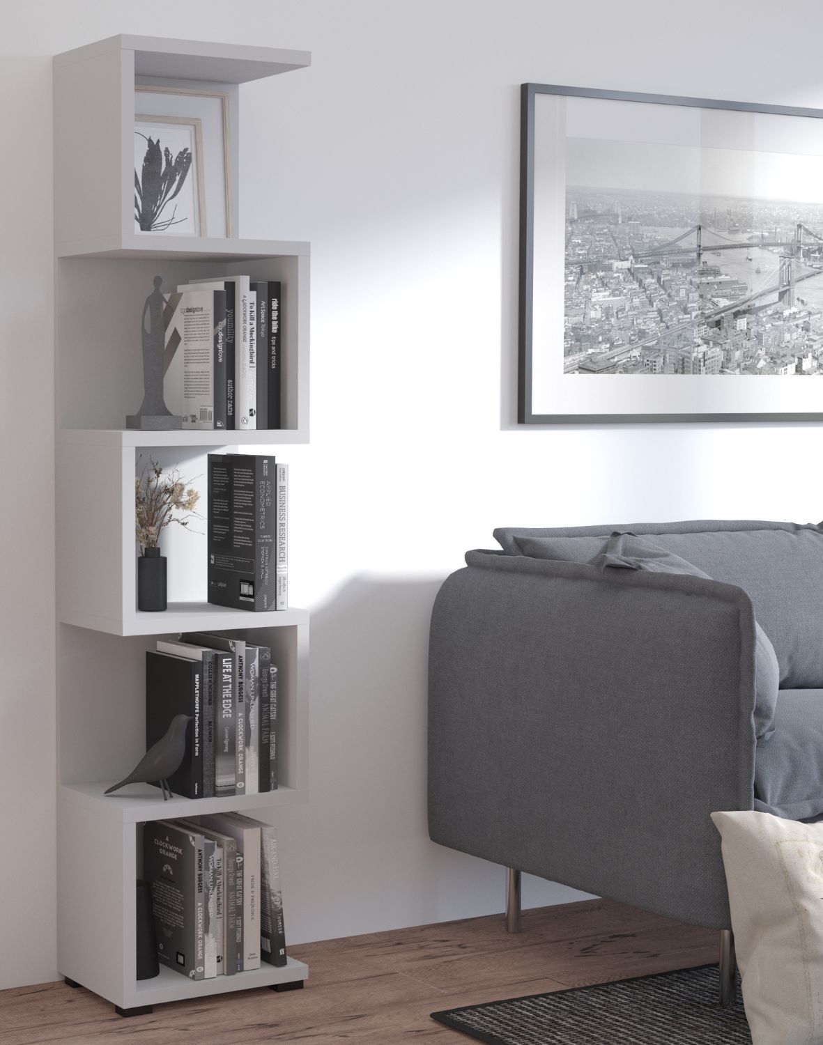 Otwarty Regał na książki More 01 Jasny Szary 184x42 cm