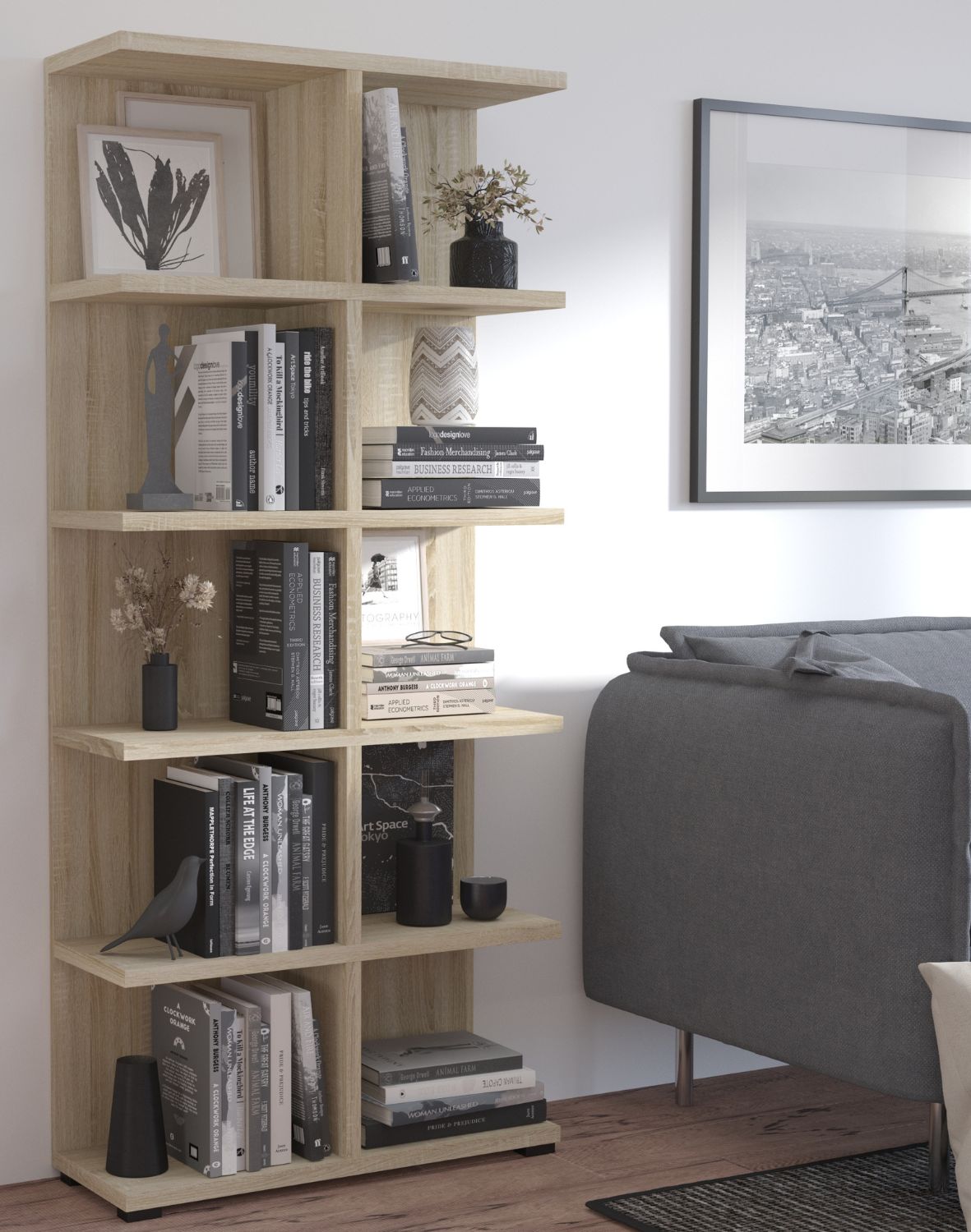 Otwarty Regał na książki More 05 Dąb Sonoma 184x83 cm