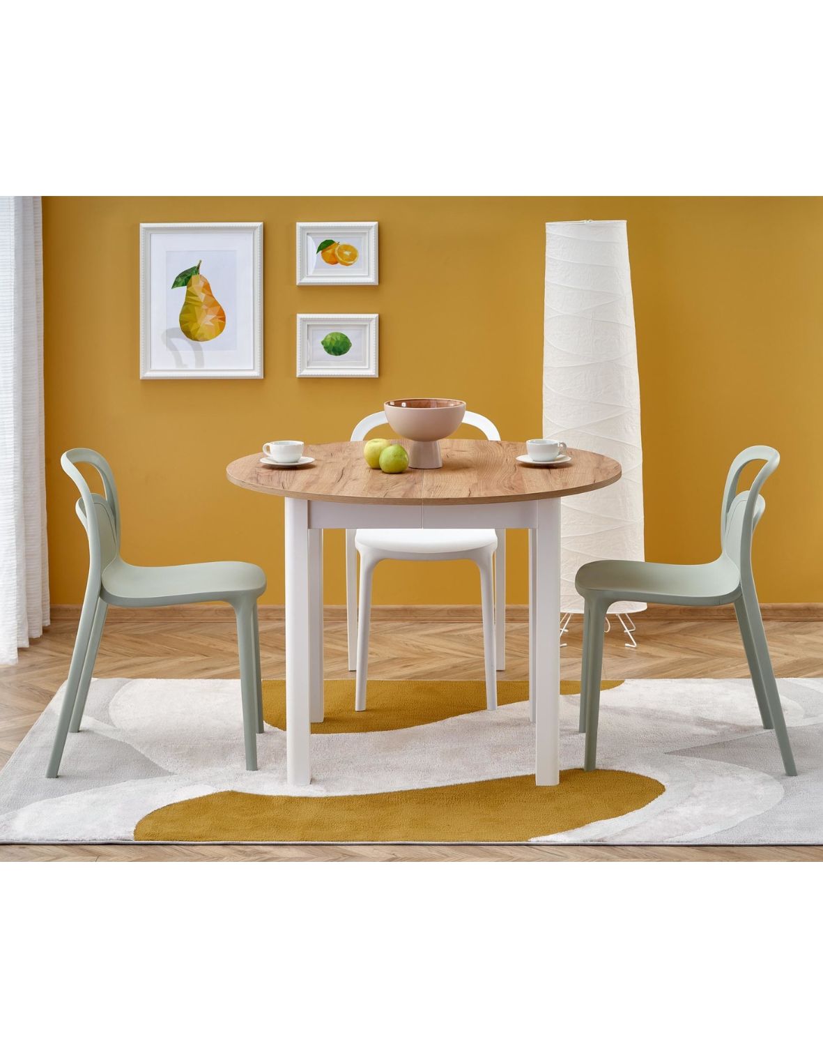 stół rozkładany ringo, dąb craft/biały