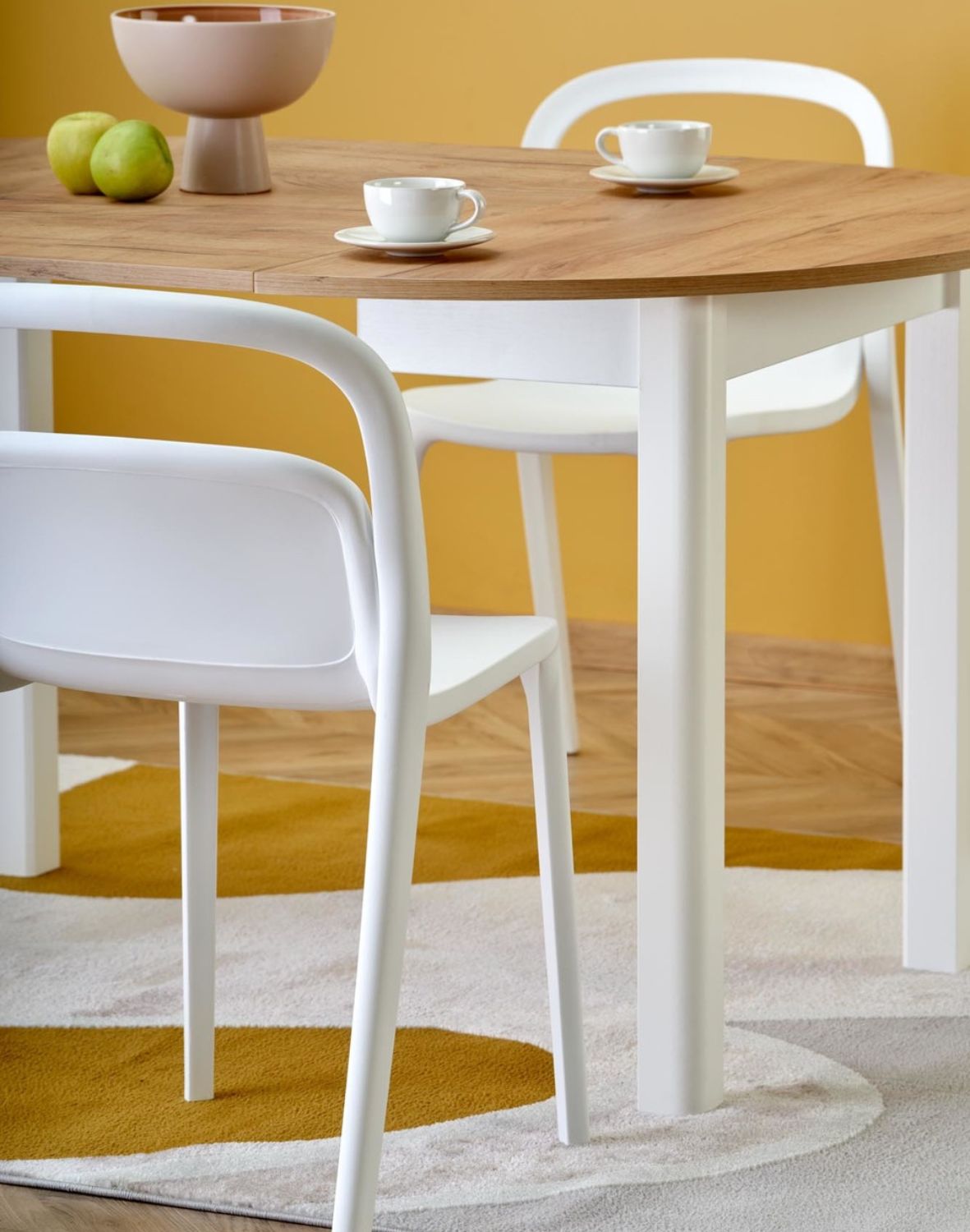 stół rozkładany ringo, dąb craft/biały