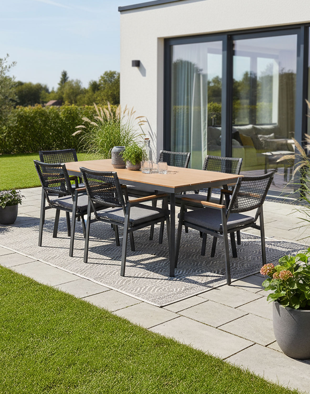 Zestaw ogrodowy 6 osobowy Santos, aluminiowy, szary