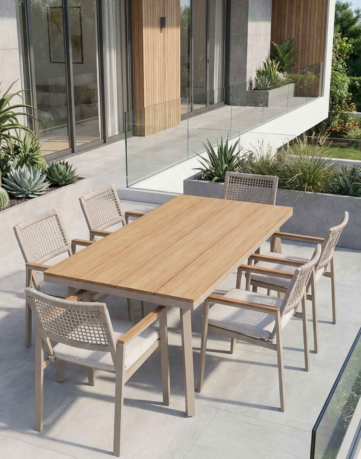 zestaw ogrodowy 6 osobowy santos, aluminiowy, taupe