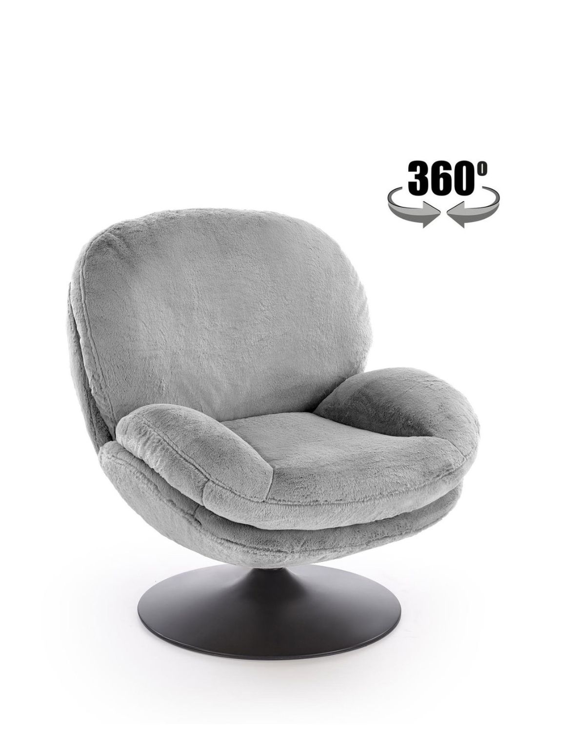 fotel wypoczynkowy shell szary, obrotowy 360°, nowoczesny design
