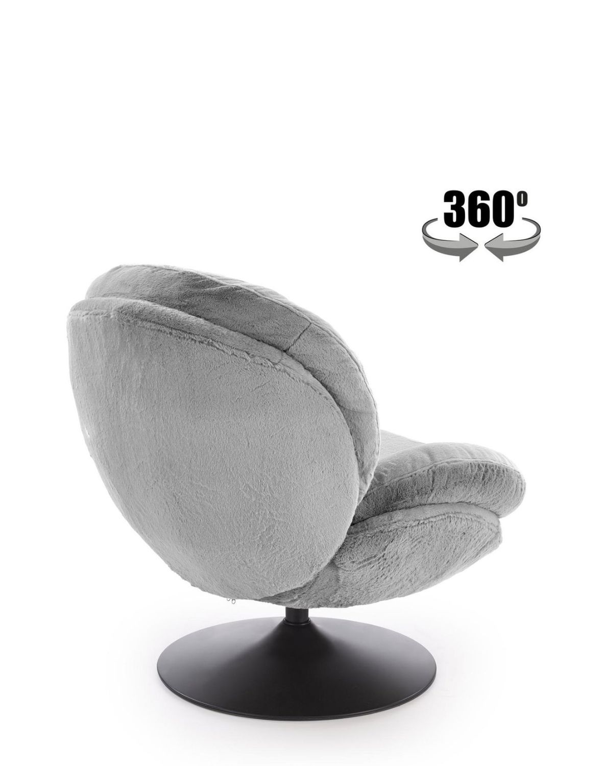 fotel wypoczynkowy shell szary, obrotowy 360°, nowoczesny design