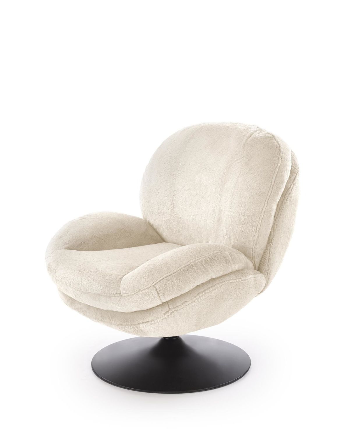 fotel wypoczynkowy shell kremowy, obrotowy 360°, nowoczesny design