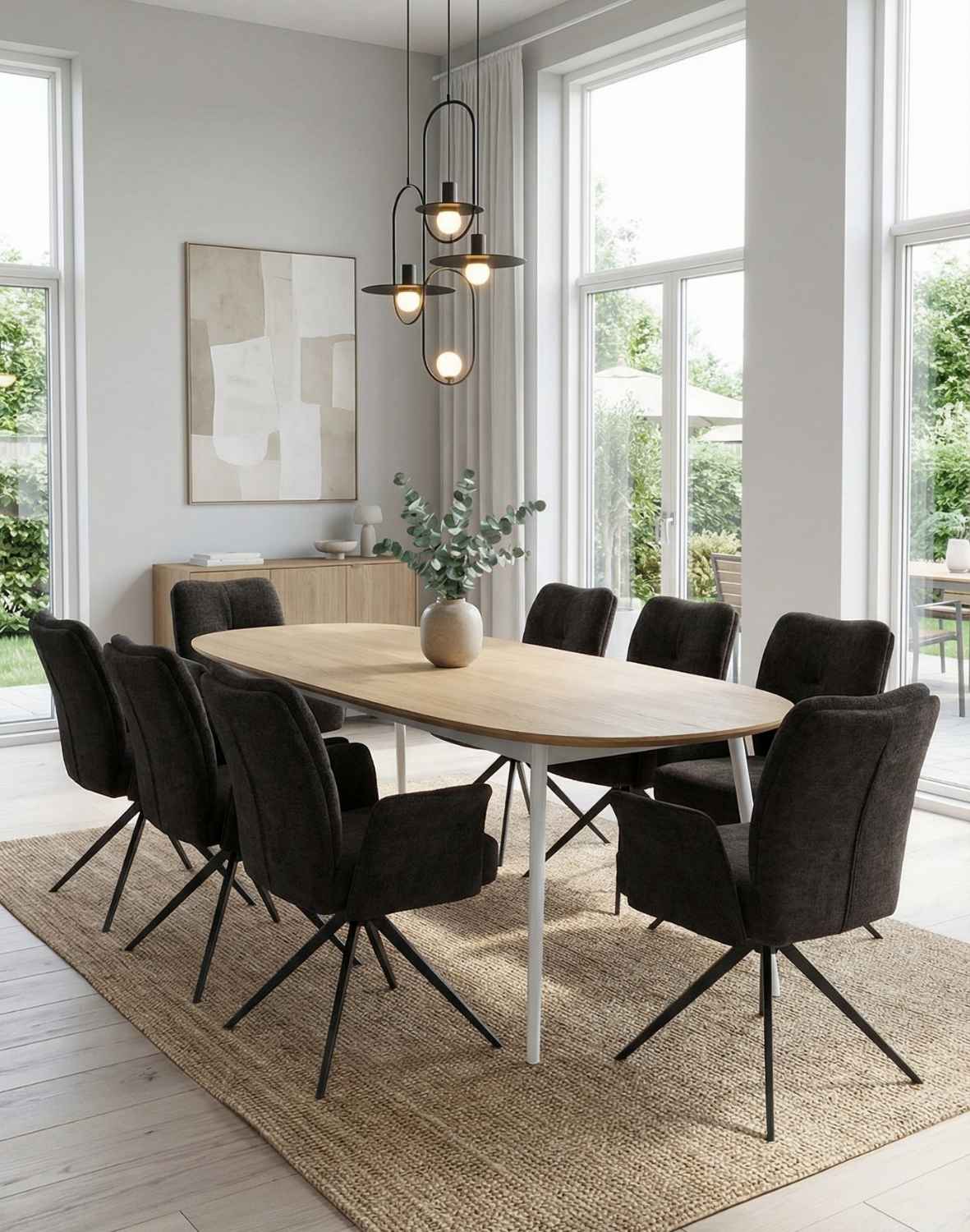 krzesło obrotowe do jadalni, tapicerowane stanley, czarne