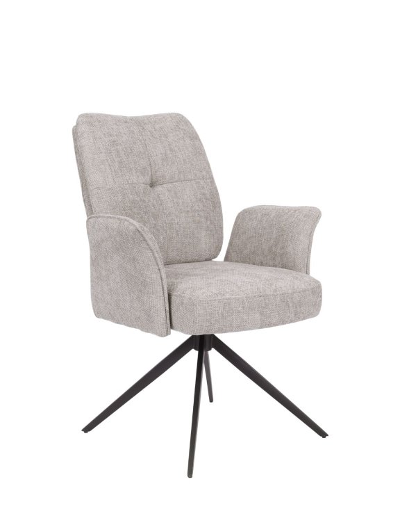 Krzesło obrotowe do jadalni, tapicerowane Stanley, szare (3191) - OUTLET
