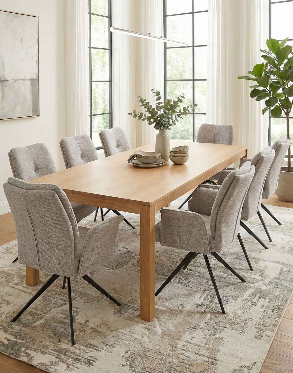 krzesło obrotowe do jadalni, tapicerowane stanley, szare