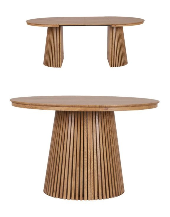 Stół rozkładany, okrągły Fjord M z lamelami, 120cm-200cm, dziki dąb (3357) - OUTLET