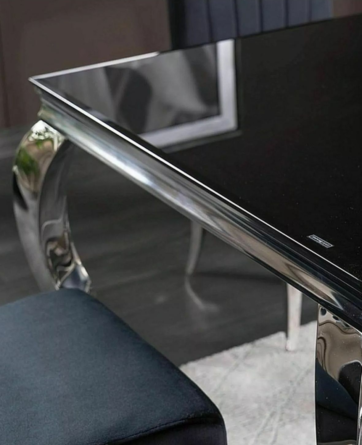 stol prince czarny chromowany 150x90 cm