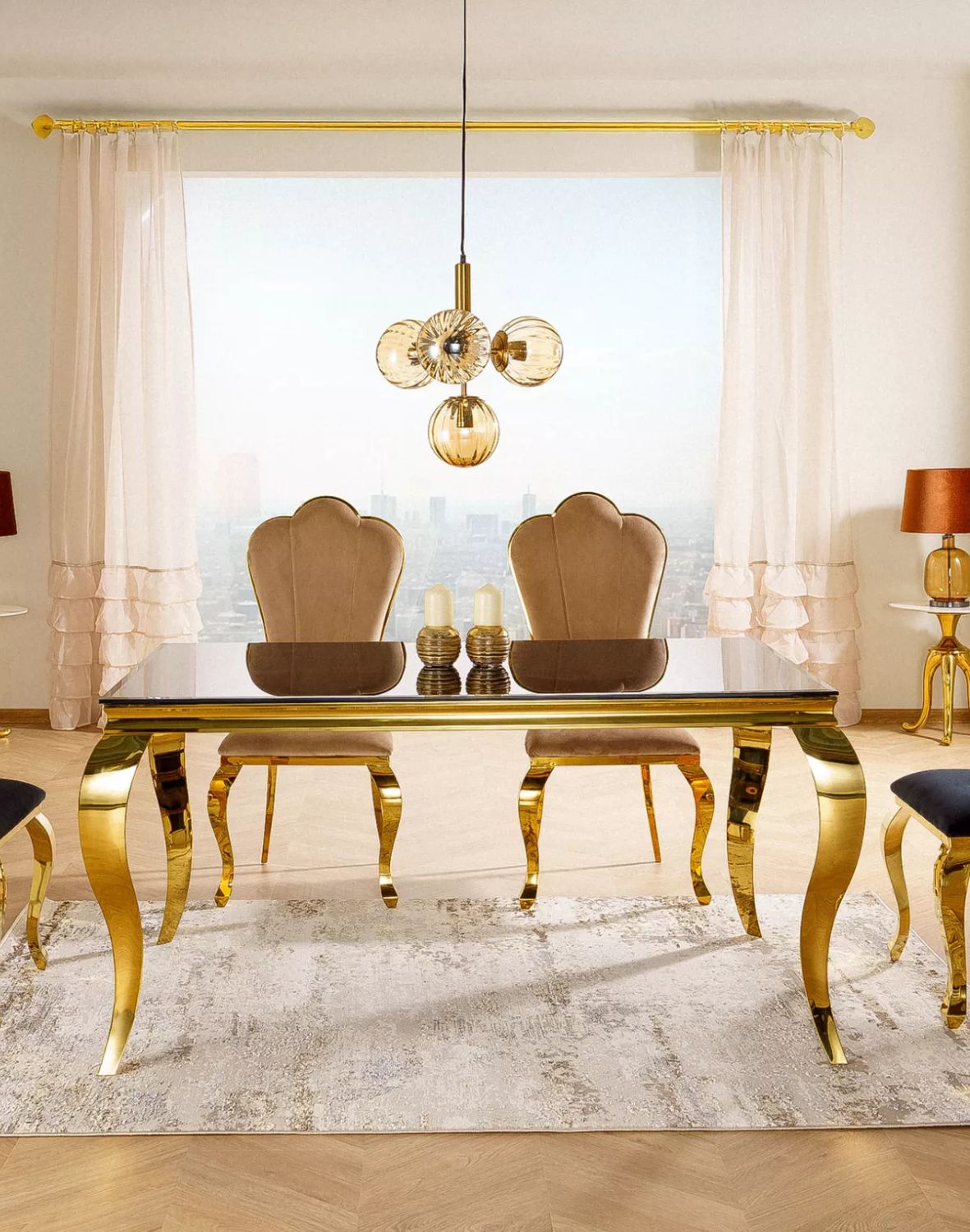 stol prince czarny zloty