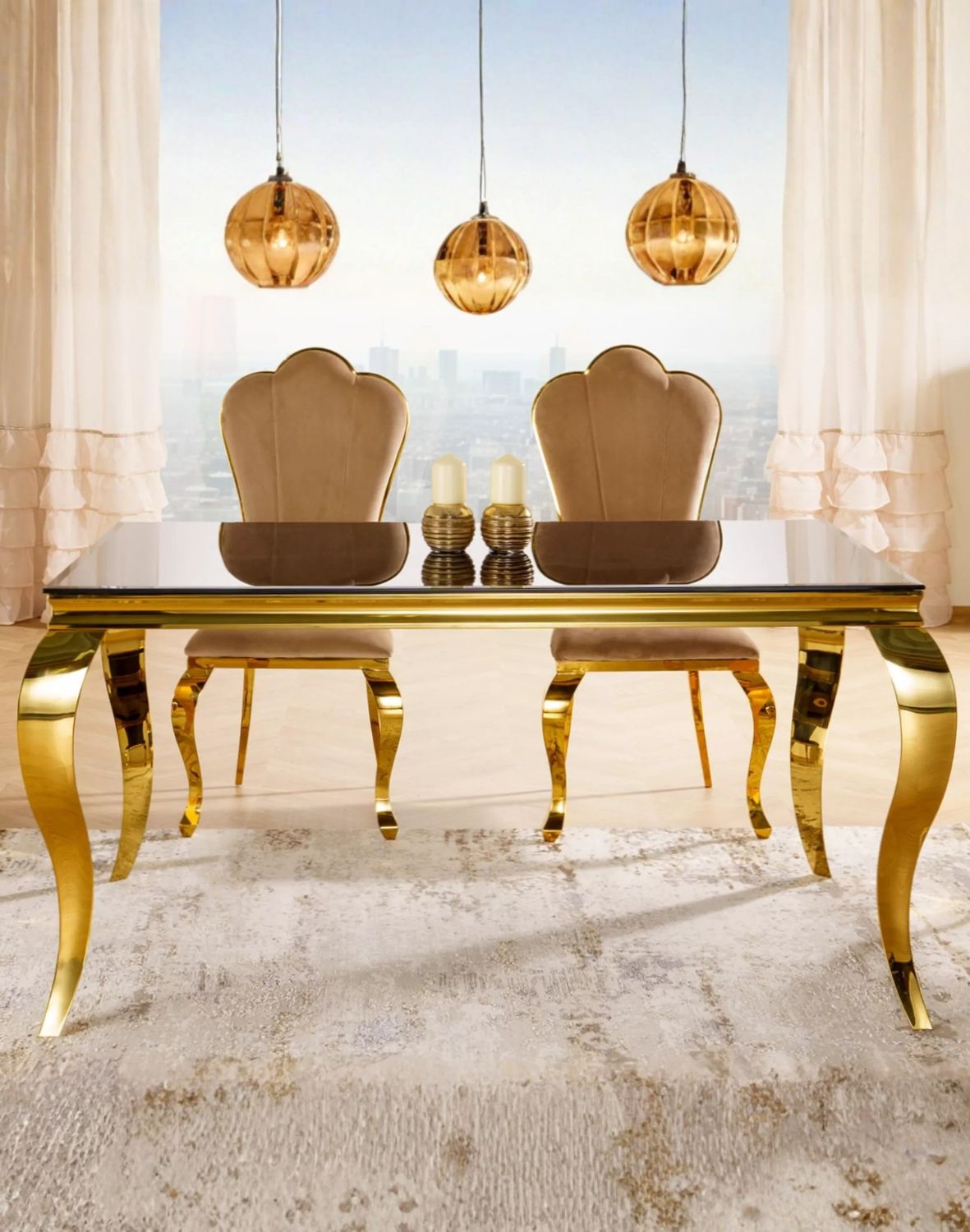 stol prince czarny zloty