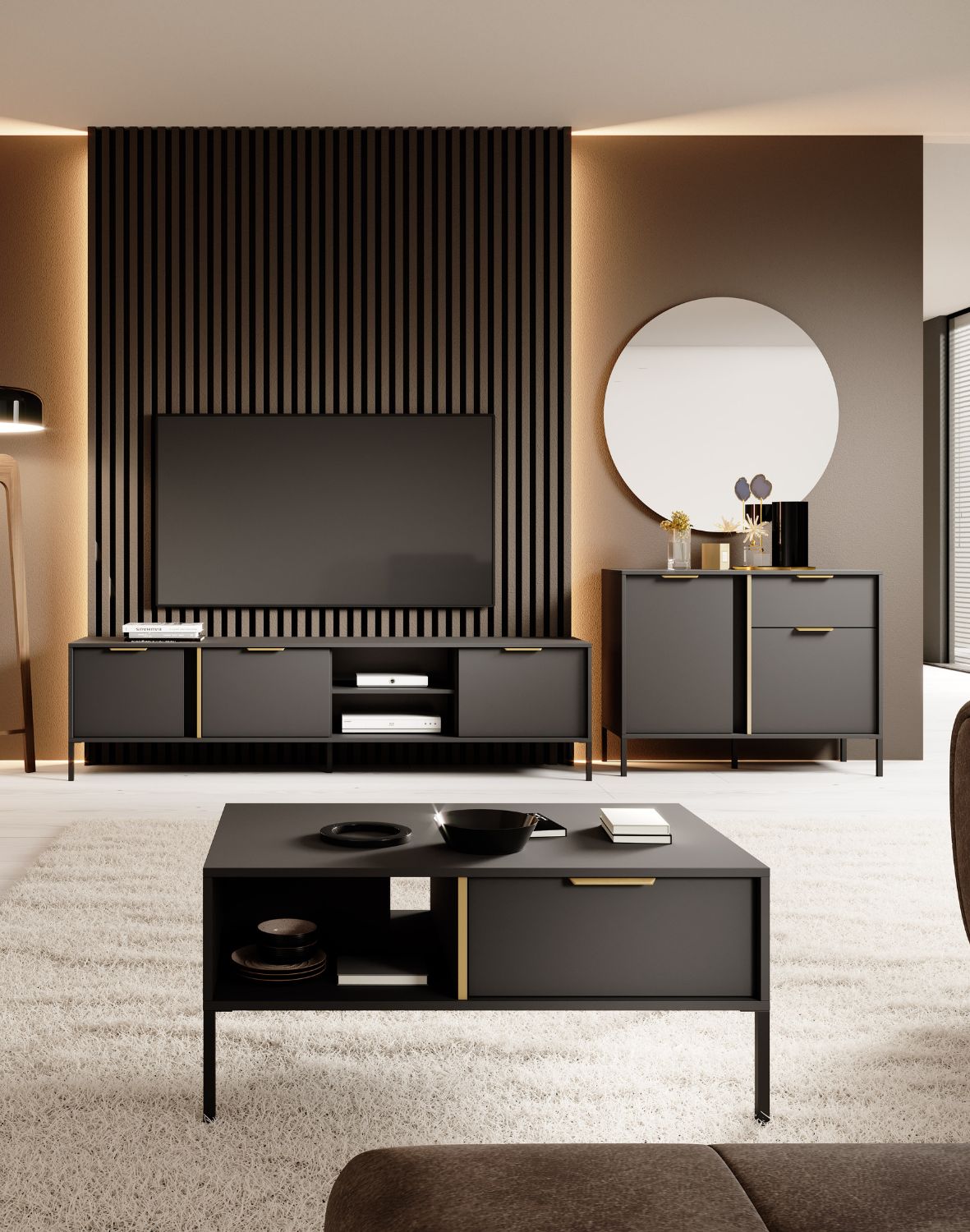 stolik kawowy lars h z szufladami antracyt