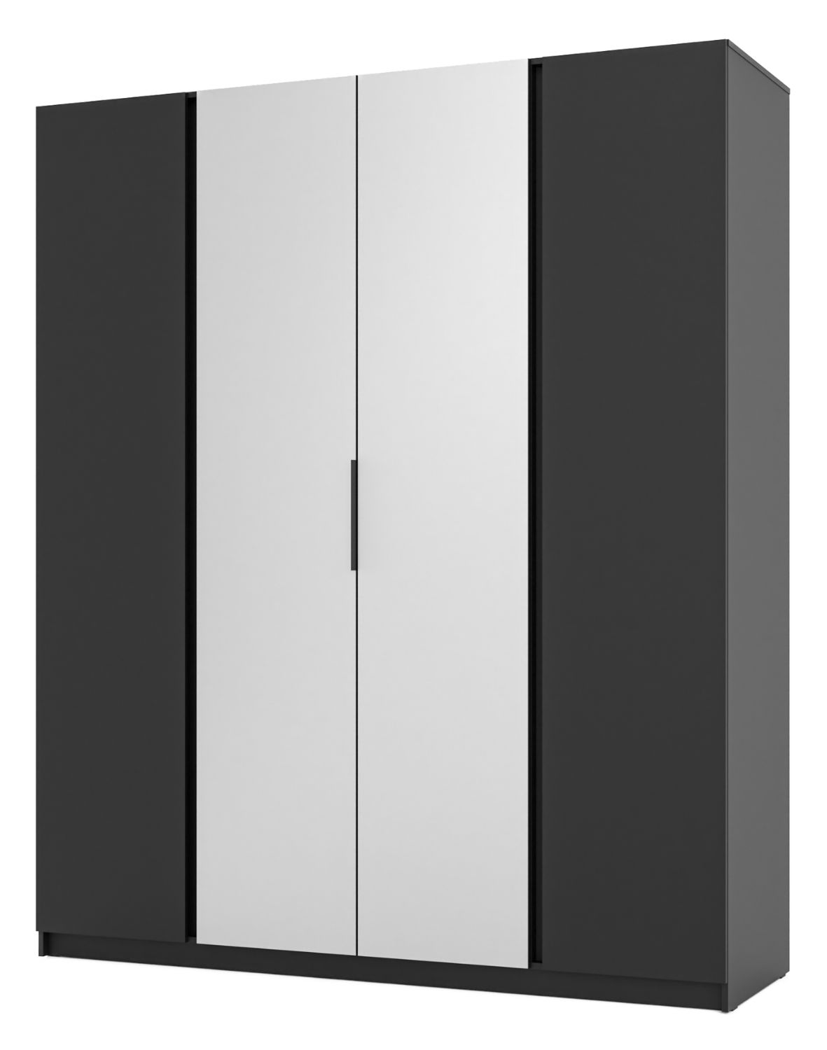 Szafa 4-drzwiowa z lustrami Kaja BL/BL 2F, 2 Lustro, Czarny