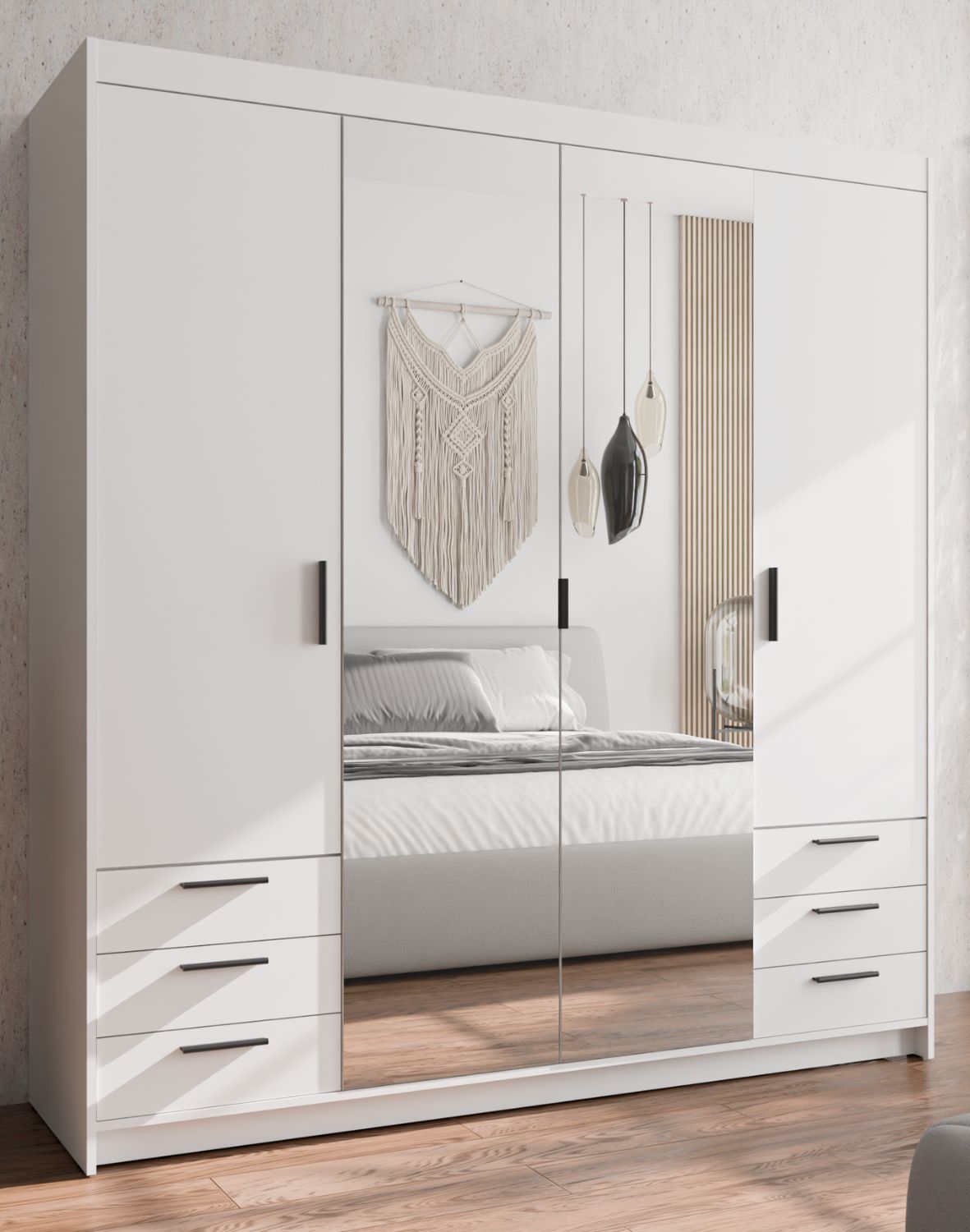 szafa elena 4d6s z lustrem biala